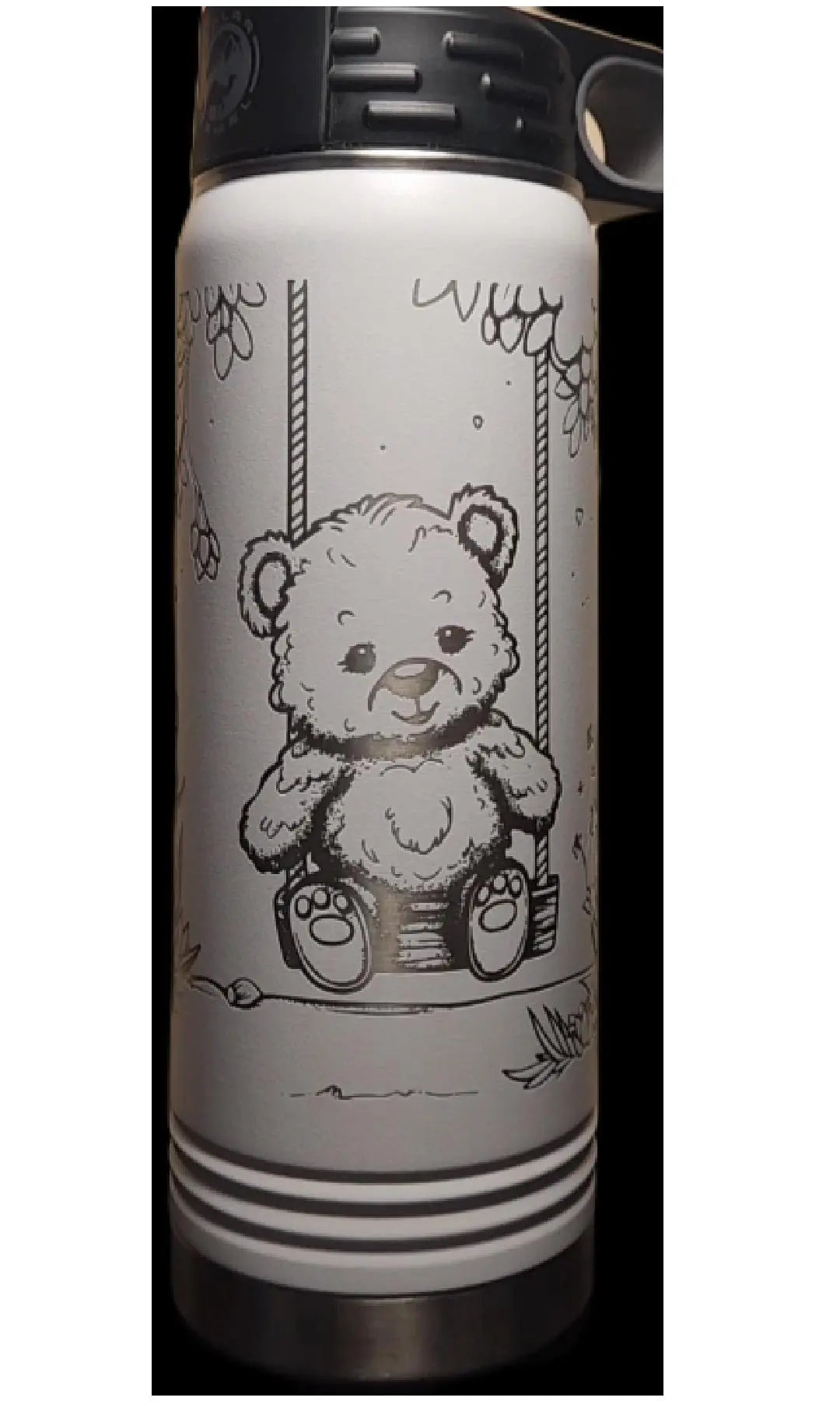 Teddy Bear Bottle - 20 Ounce Laser Etched Stainless Bottle w/ straw JDS