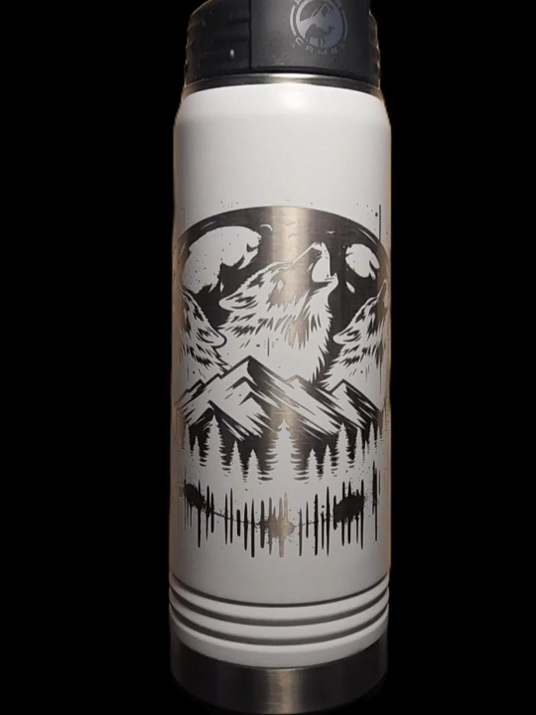Wolves - 20 Ounce Laser Etched Stainless Bottle w/ straw JDS