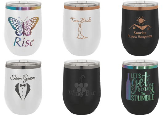 12 oz. Ion Plated Stemless Wine Tumbler with Lid - Customized - Smalltown Connetchin