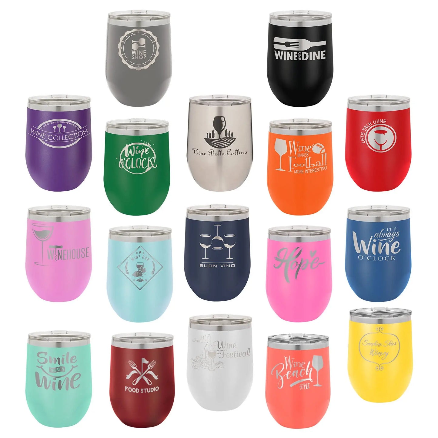 12 oz. Wine Tumbler - Stemless with Lid - Vacuum Insulated - Customized - Smalltown Connetchin
