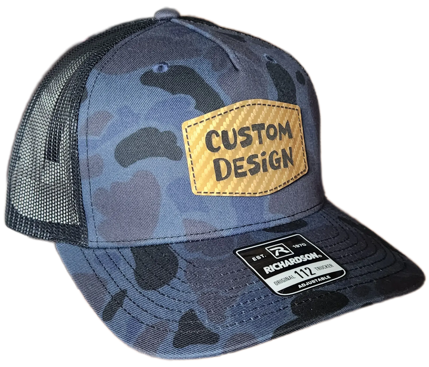 Custom Patch - Richardson 112PFP Printed Five Panel Snapback - ADMIRAL DUCK CAMO/BLACK