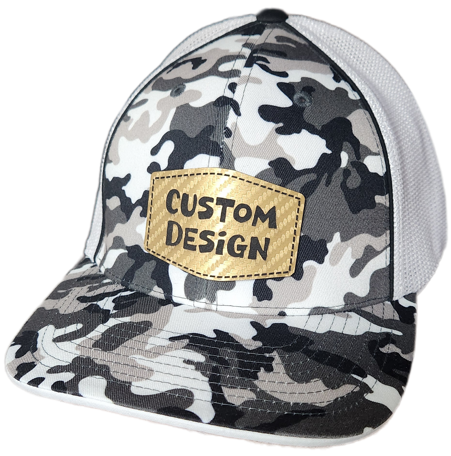Custom Patch - Pacific Headwear Glamo Mesh Flex Fit Cap - BLACK/WHITE/BLACK