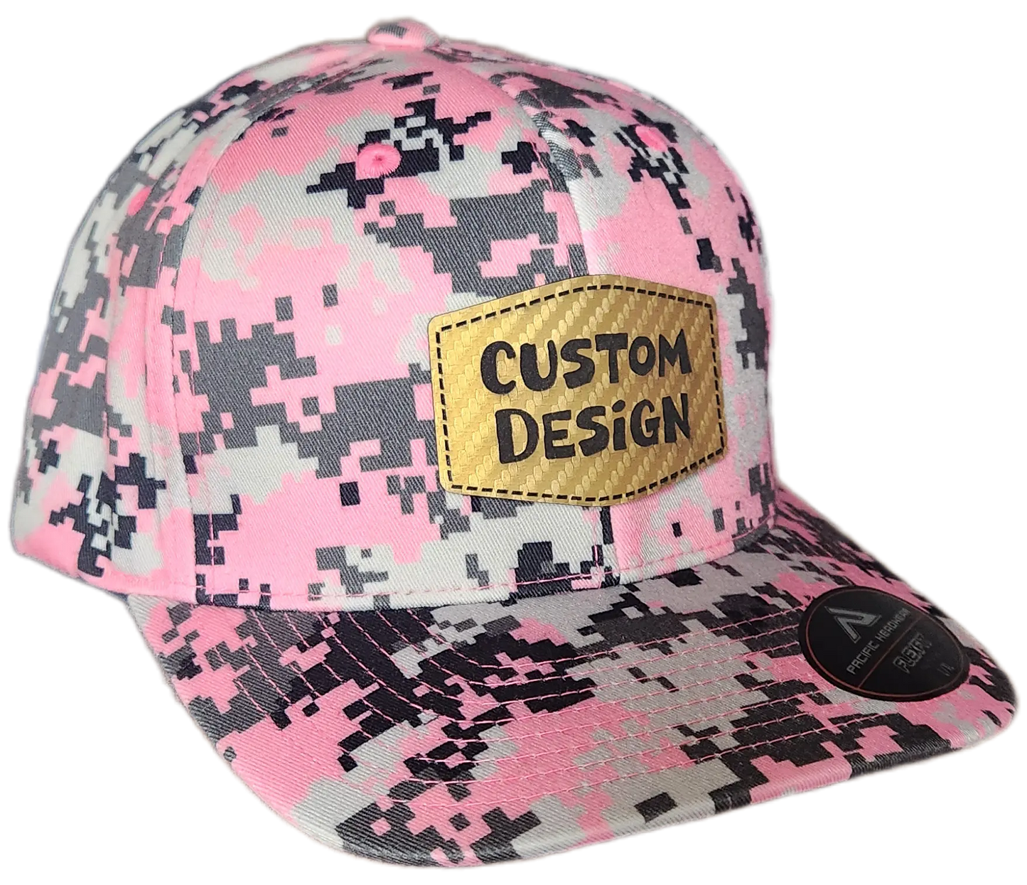 Custom Patch - Pacific Headwear Digi Camo Flex Fit Cap - Pink