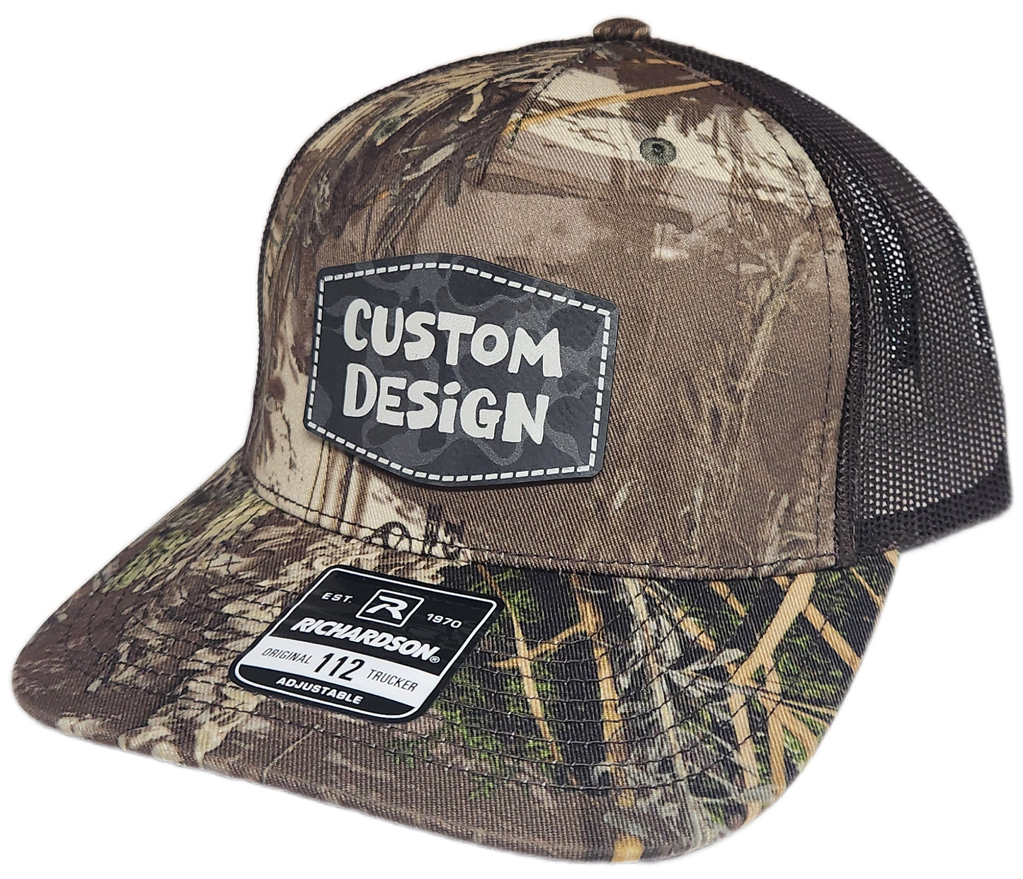Custom Patch - Richardson 112PFP Printed Five Panel Snapback - REALTREE MAX-1 XT/BROWN