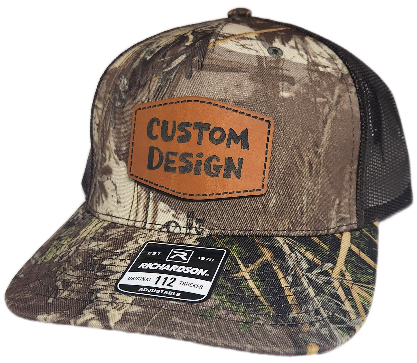 Custom Patch - Richardson 112PFP Printed Five Panel Snapback - REALTREE MAX-1 XT/BROWN