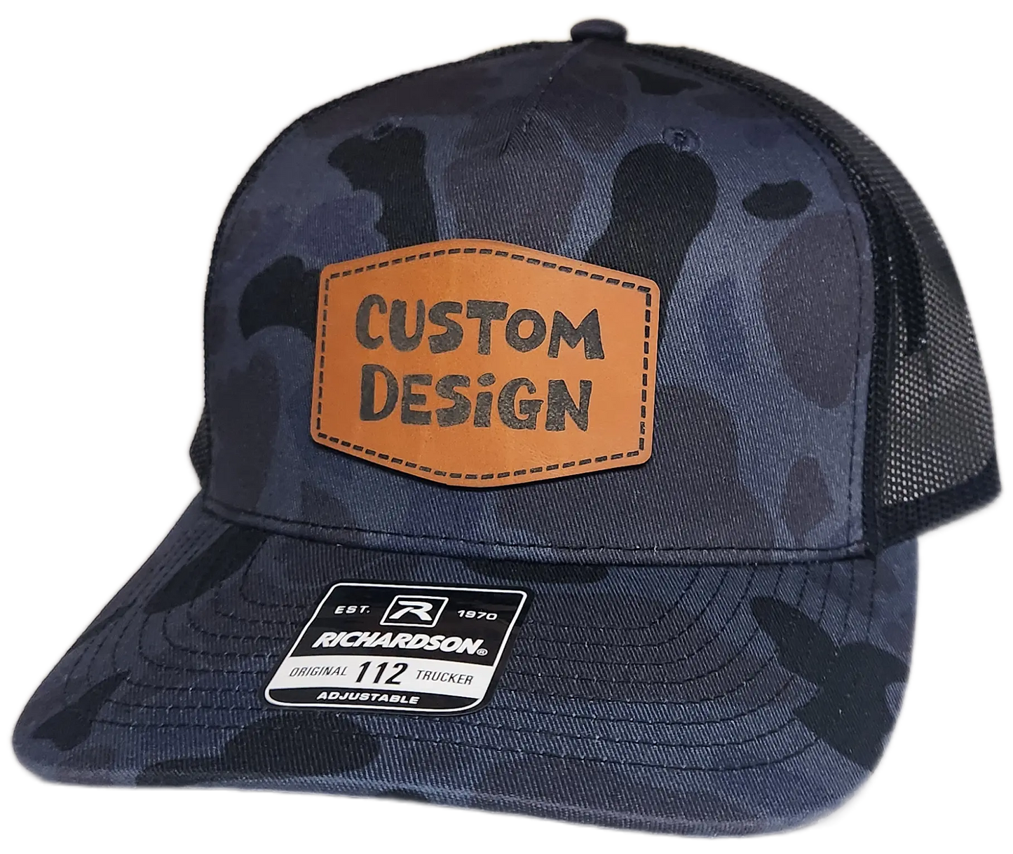 Custom Patch - Richardson 112PFP Printed Five Panel Snapback - ADMIRAL DUCK CAMO/BLACK