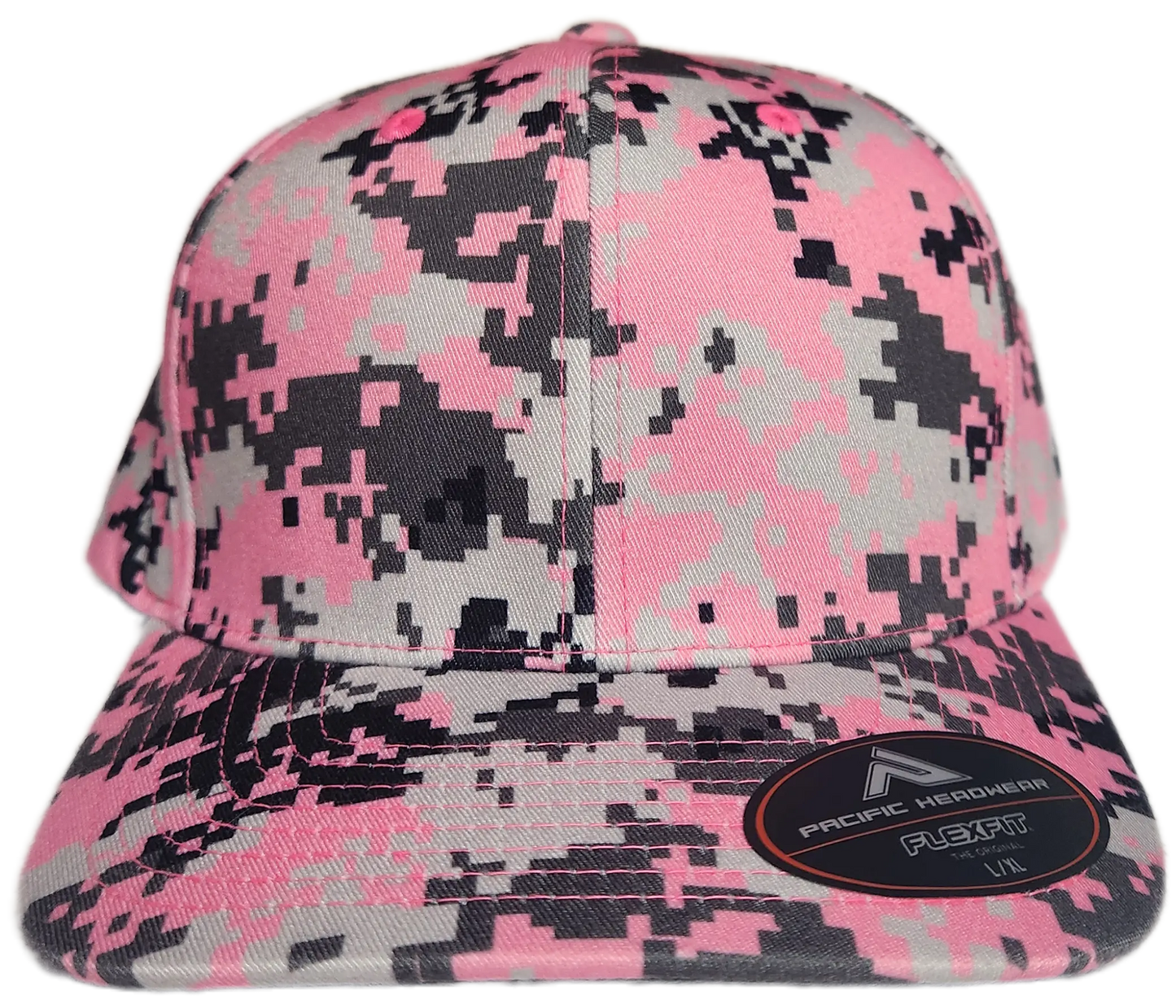 Custom Patch - Pacific Headwear Digi Camo Flex Fit Cap - Pink