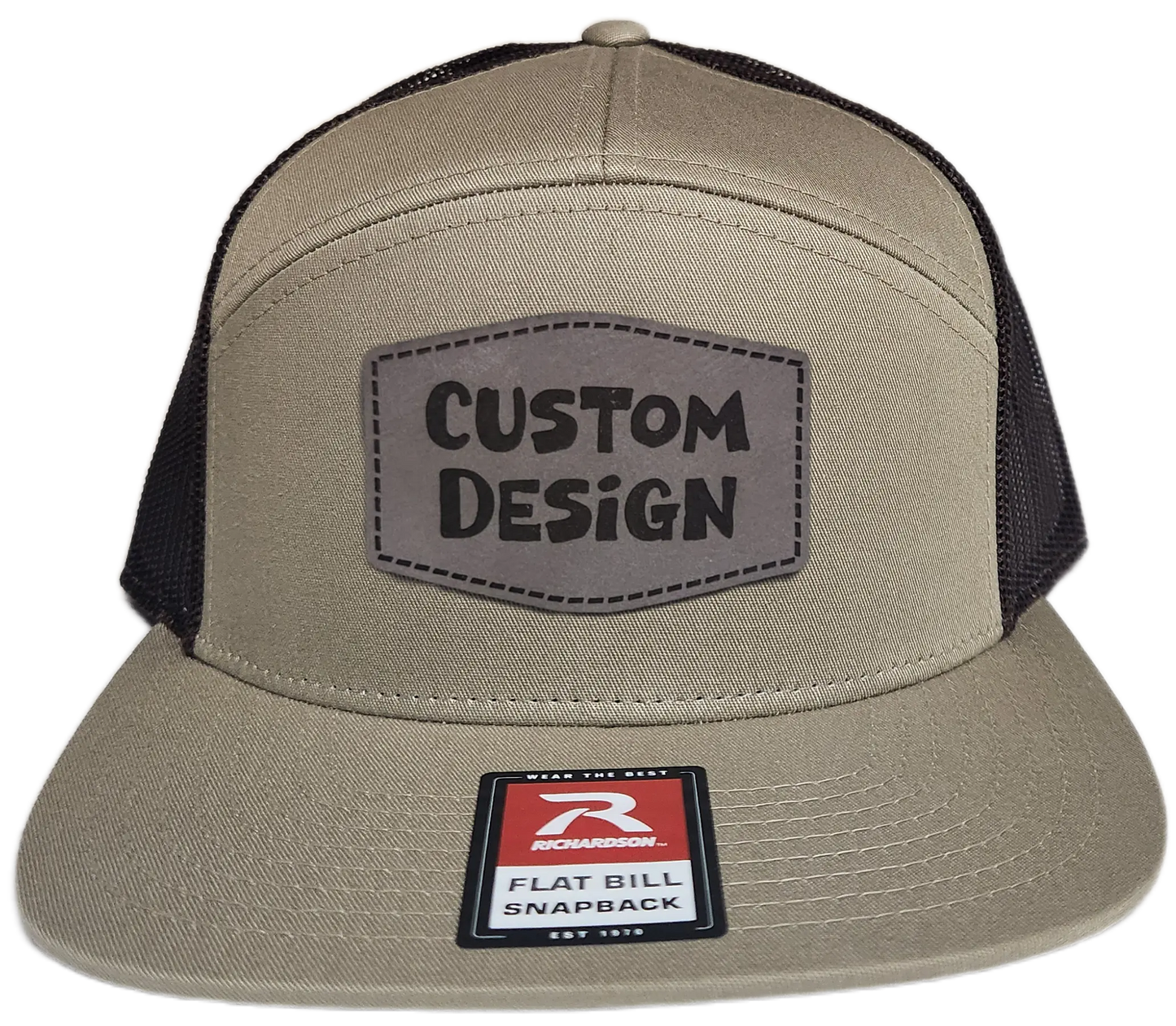 Custom Patch - Richardson 168 7 Panel Flat Bill Snapback Cap - KHAKI/BROWN