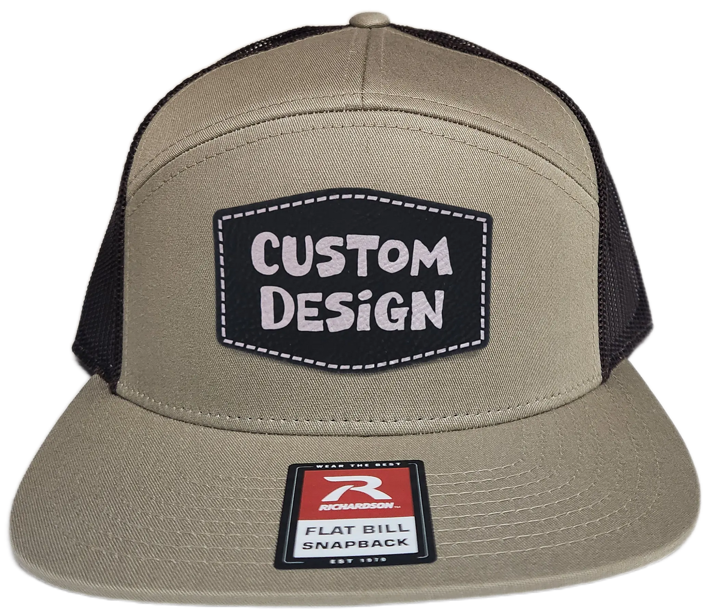 Custom Patch - Richardson 168 7 Panel Flat Bill Snapback Cap - KHAKI/BROWN