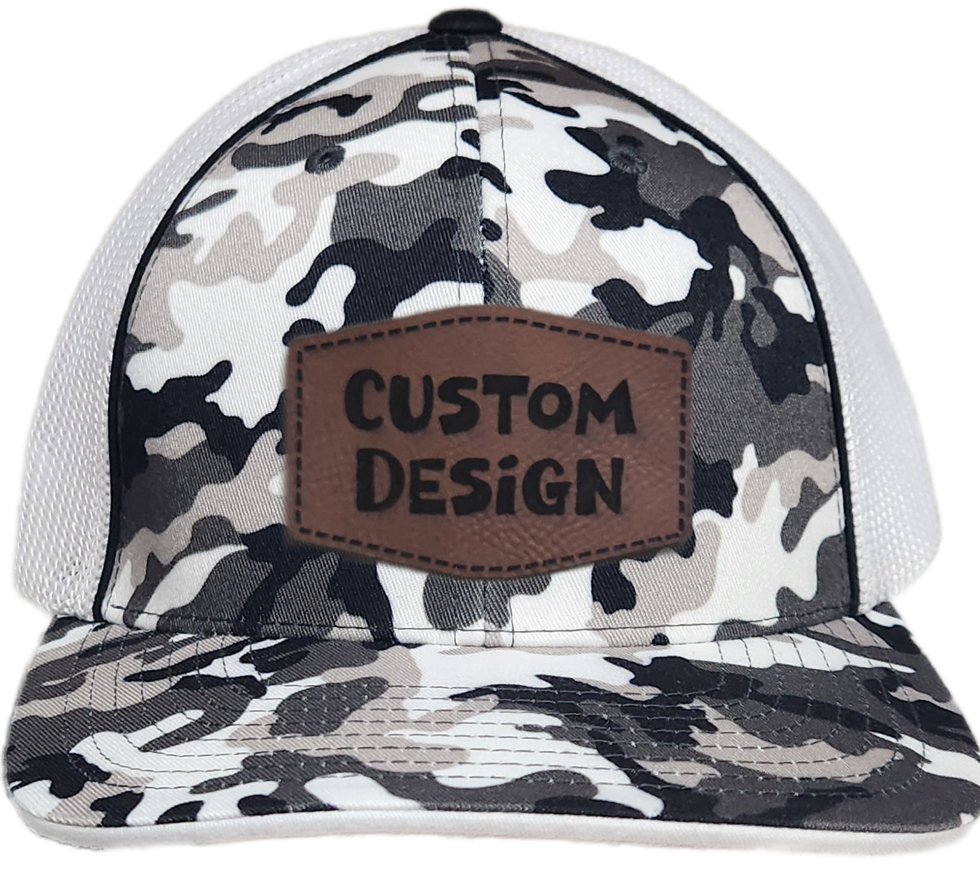 Custom Patch - Pacific Headwear Glamo Mesh Flex Fit Cap - BLACK/WHITE/BLACK