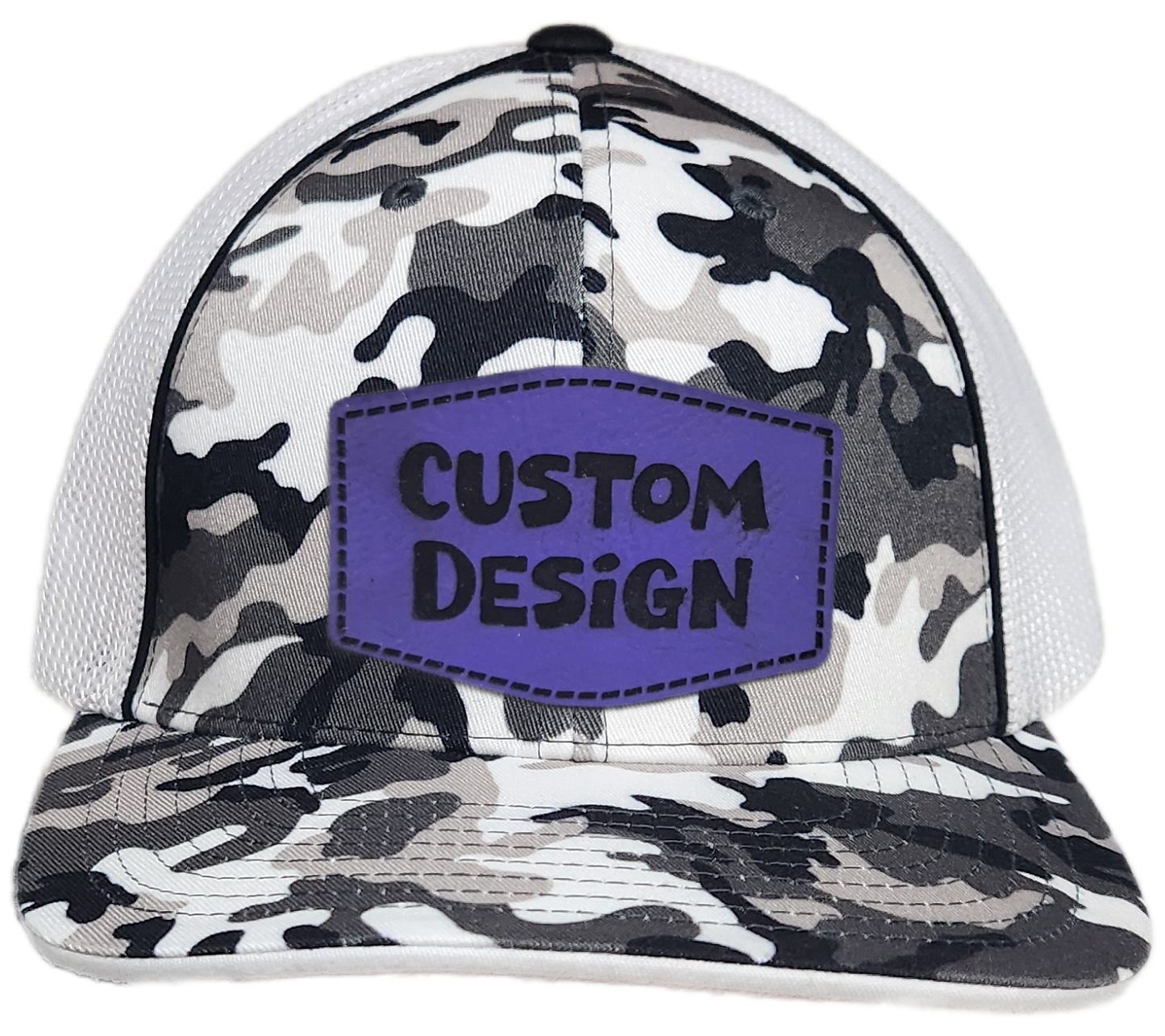 Custom Patch - Pacific Headwear Glamo Mesh Flex Fit Cap - BLACK/WHITE/BLACK