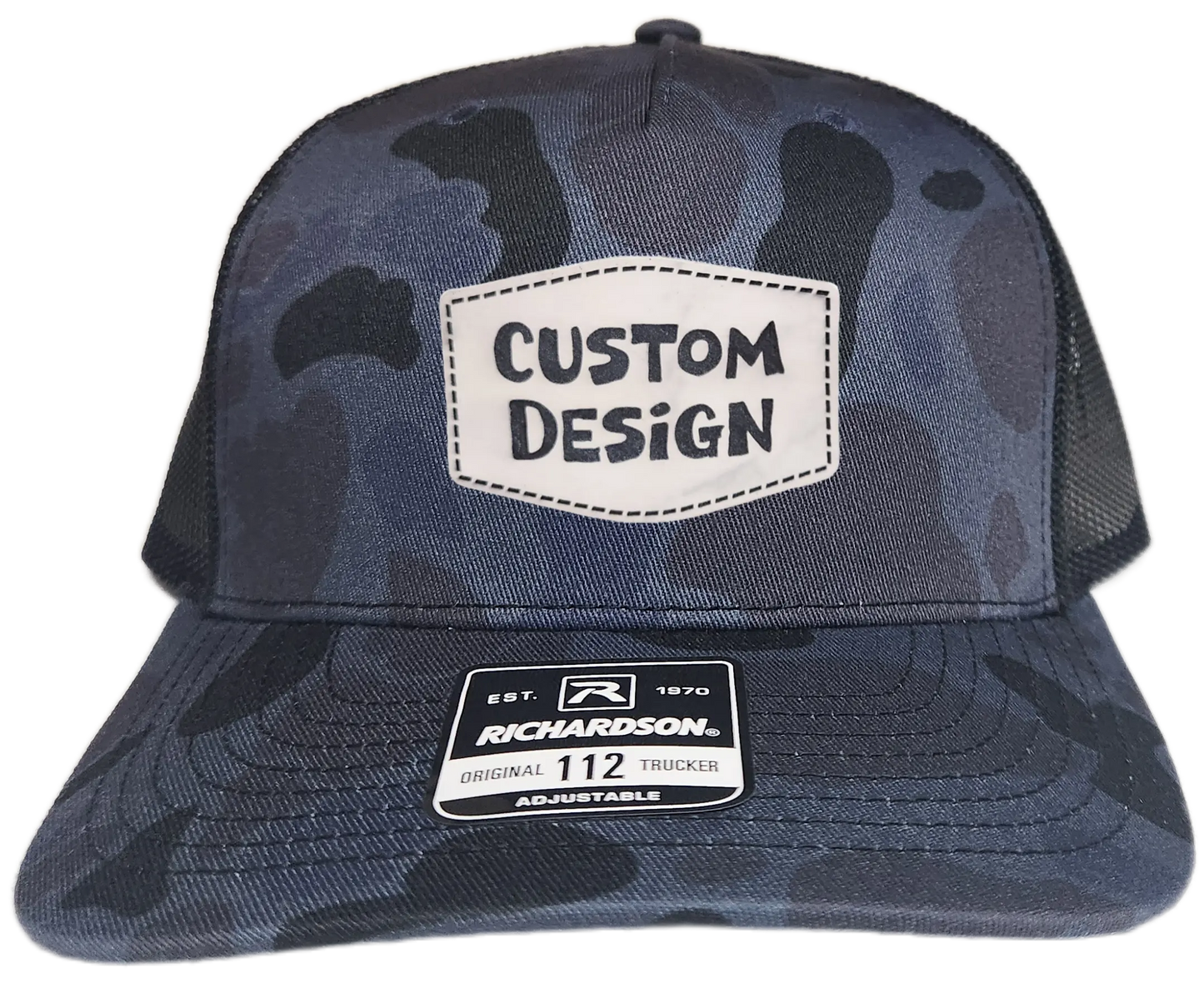 Custom Patch - Richardson 112PFP Printed Five Panel Snapback - ADMIRAL DUCK CAMO/BLACK