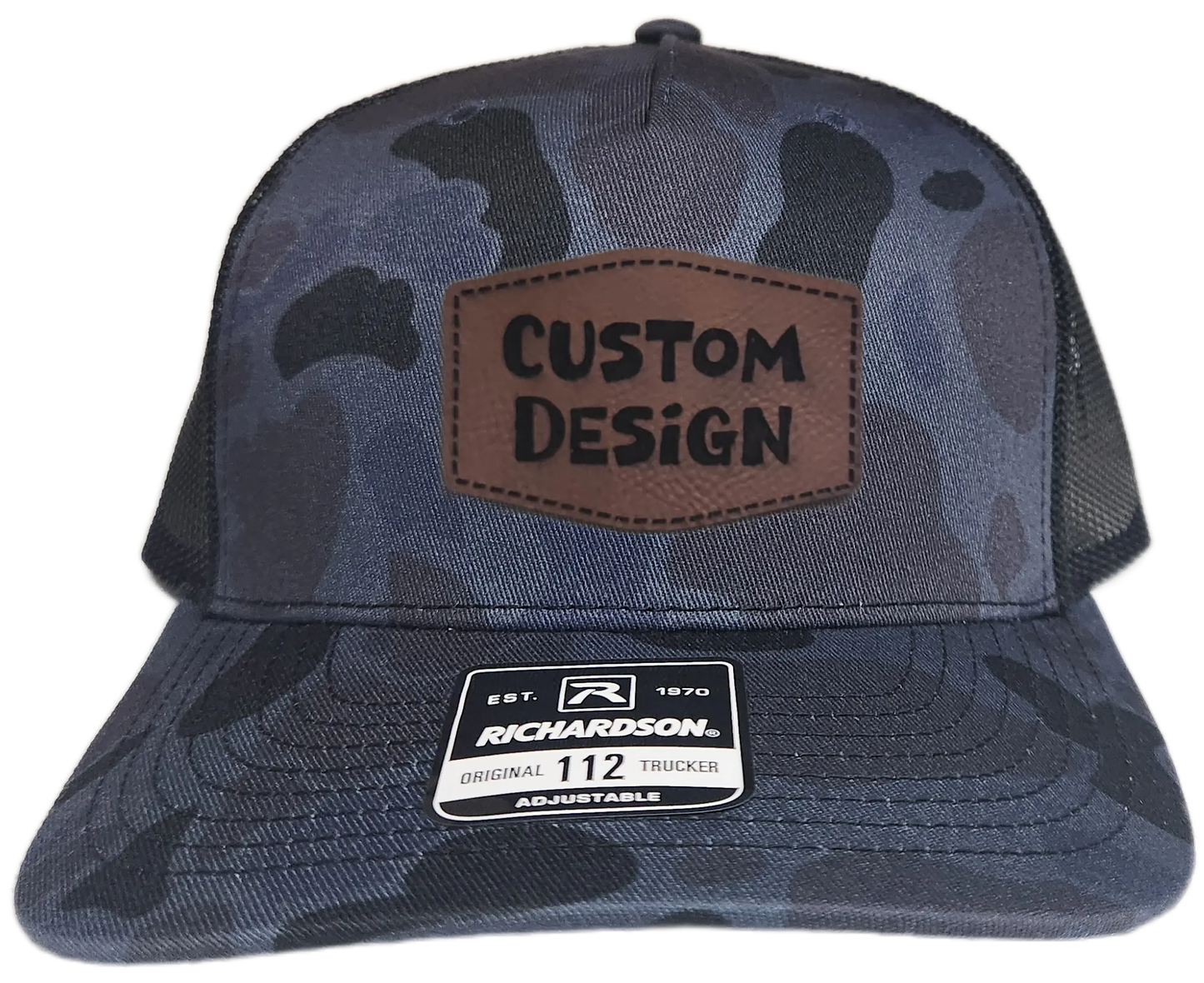 Custom Patch - Richardson 112PFP Printed Five Panel Snapback - ADMIRAL DUCK CAMO/BLACK