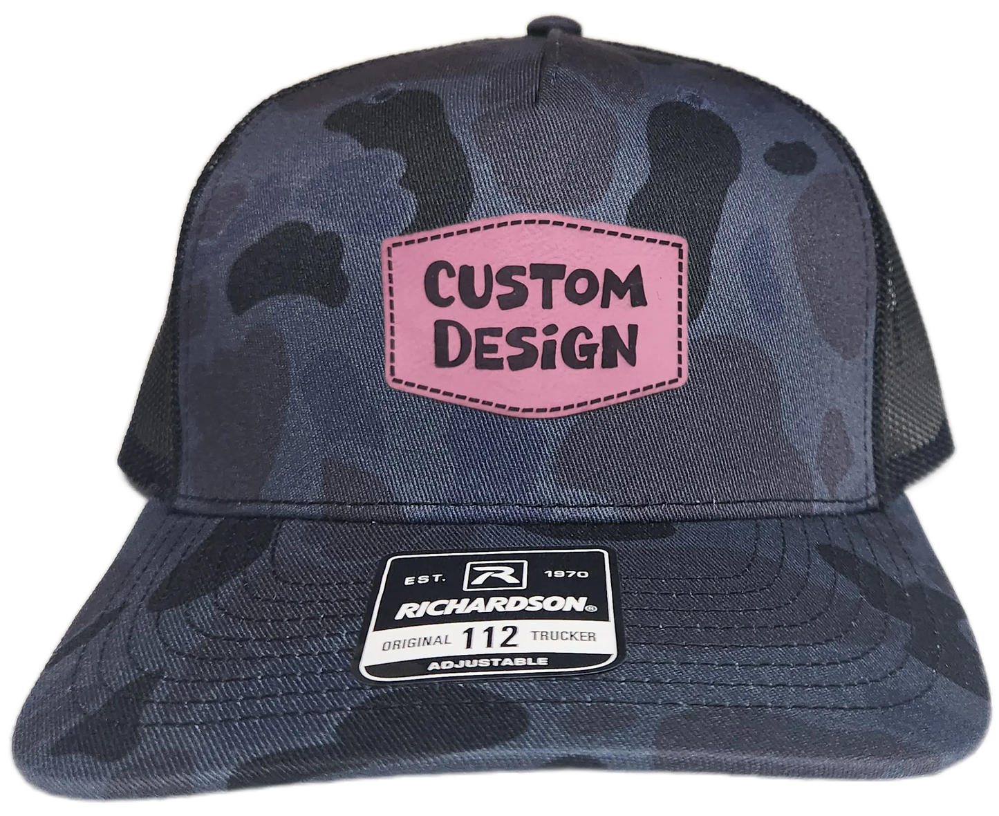 Custom Patch - Richardson 112PFP Printed Five Panel Snapback - ADMIRAL DUCK CAMO/BLACK