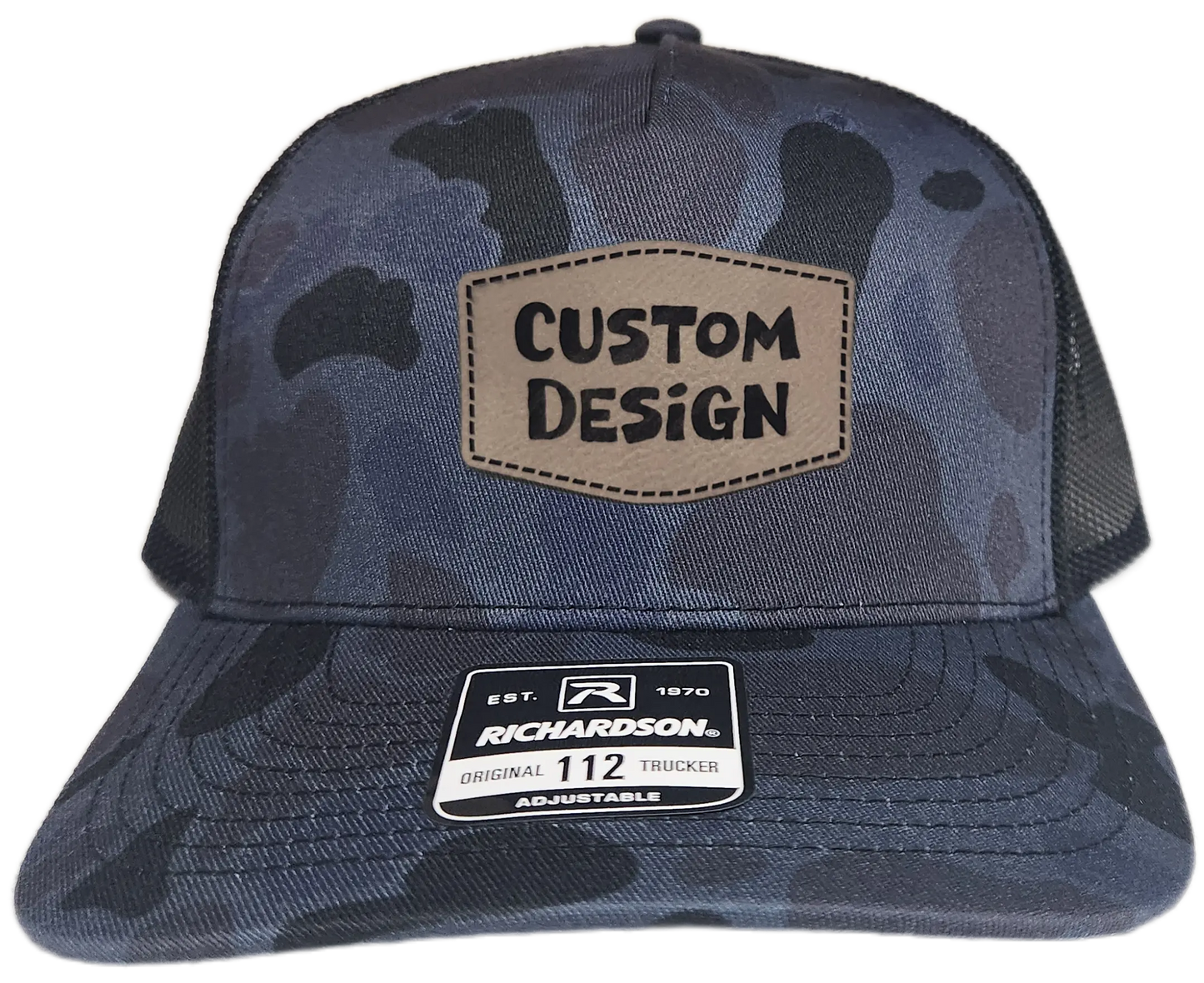 Custom Patch - Richardson 112PFP Printed Five Panel Snapback - ADMIRAL DUCK CAMO/BLACK