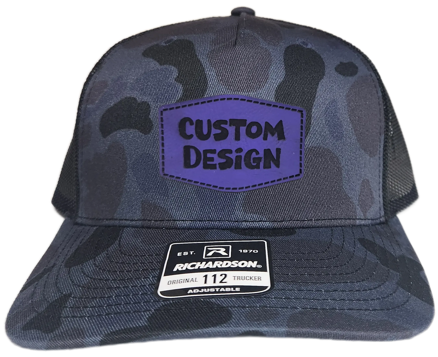 Custom Patch - Richardson 112PFP Printed Five Panel Snapback - ADMIRAL DUCK CAMO/BLACK