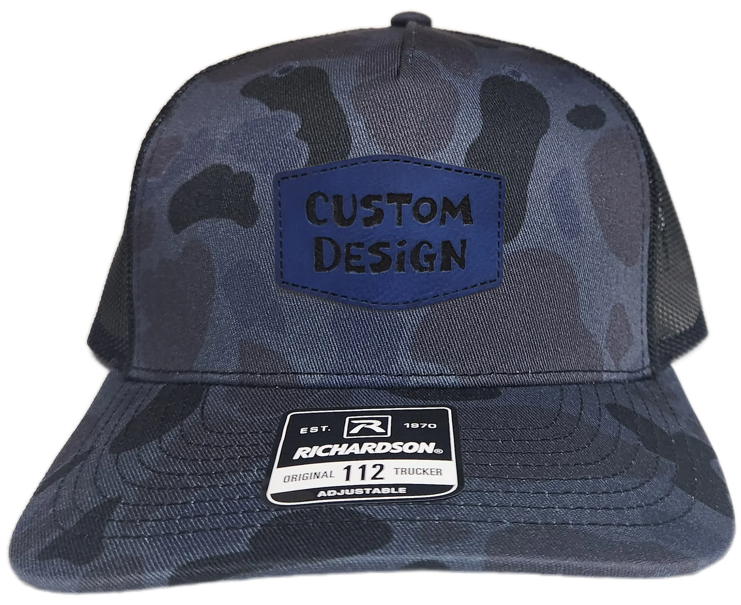 Custom Patch - Richardson 112PFP Printed Five Panel Snapback - ADMIRAL DUCK CAMO/BLACK