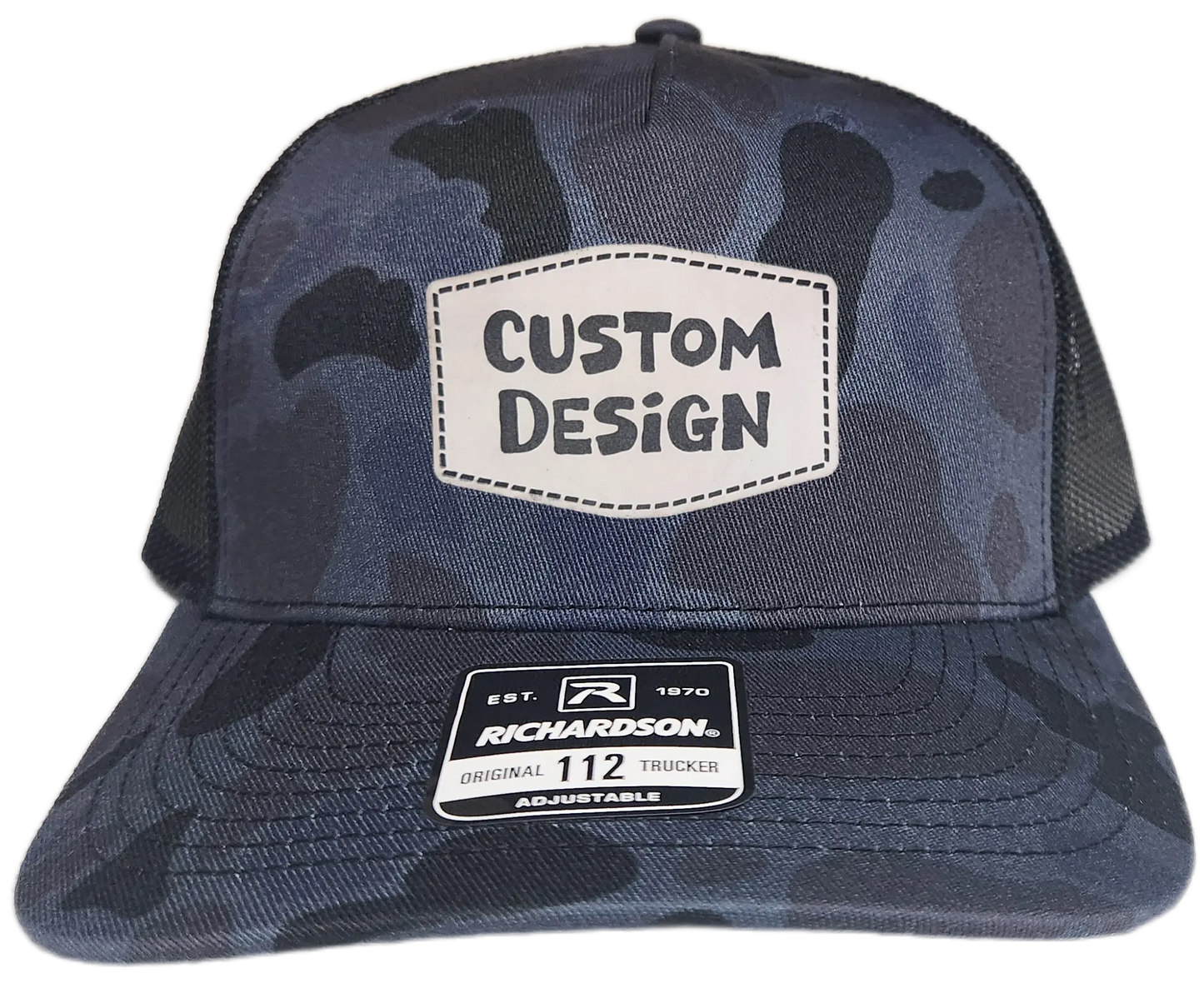 Custom Patch - Richardson 112PFP Printed Five Panel Snapback - ADMIRAL DUCK CAMO/BLACK