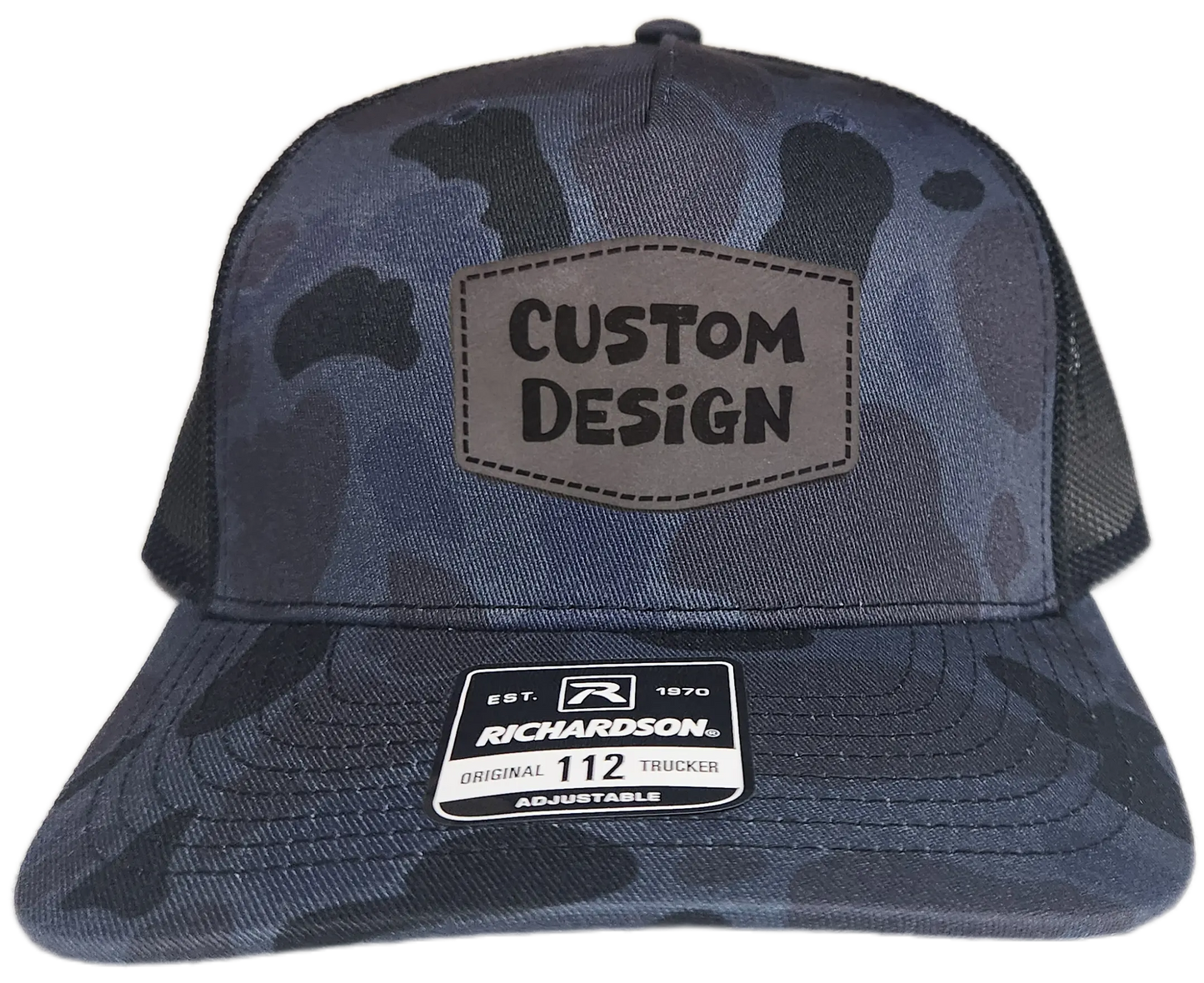 Custom Patch - Richardson 112PFP Printed Five Panel Snapback - ADMIRAL DUCK CAMO/BLACK
