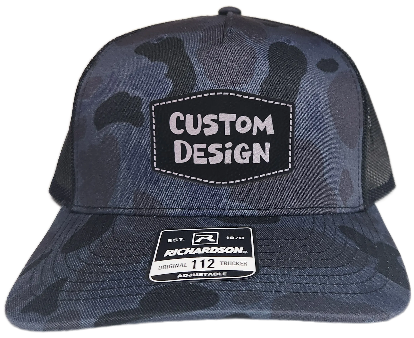 Custom Patch - Richardson 112PFP Printed Five Panel Snapback - ADMIRAL DUCK CAMO/BLACK
