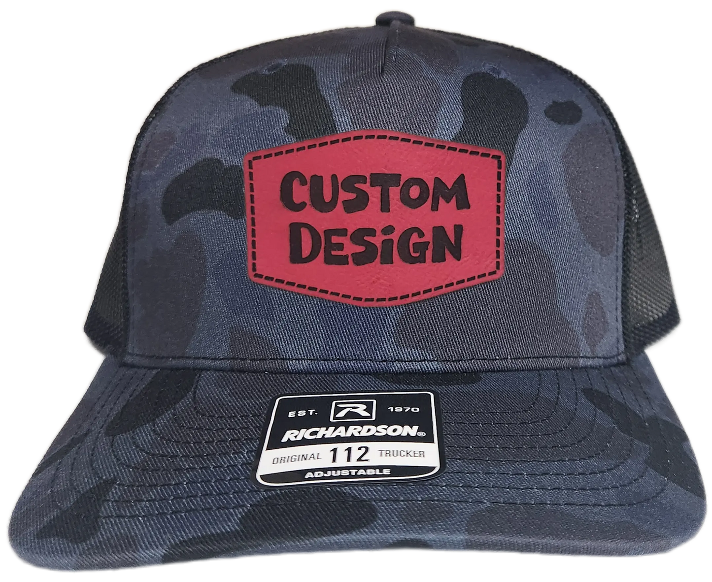 Custom Patch - Richardson 112PFP Printed Five Panel Snapback - ADMIRAL DUCK CAMO/BLACK