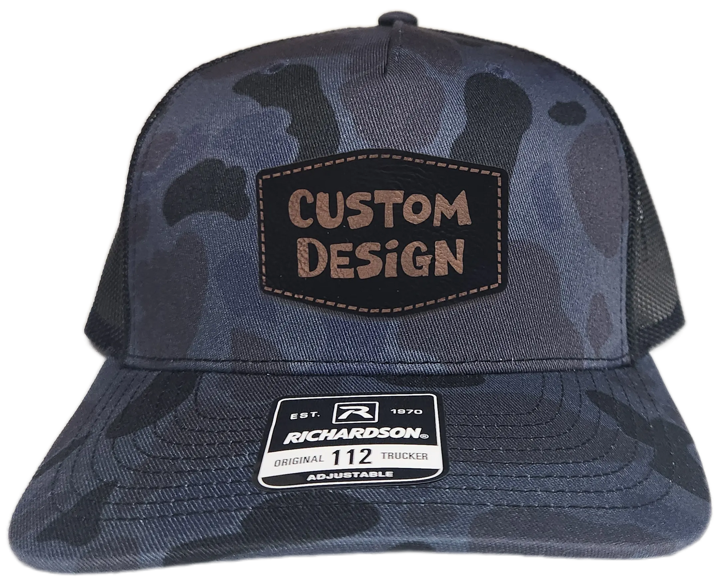 Custom Patch - Richardson 112PFP Printed Five Panel Snapback - ADMIRAL DUCK CAMO/BLACK