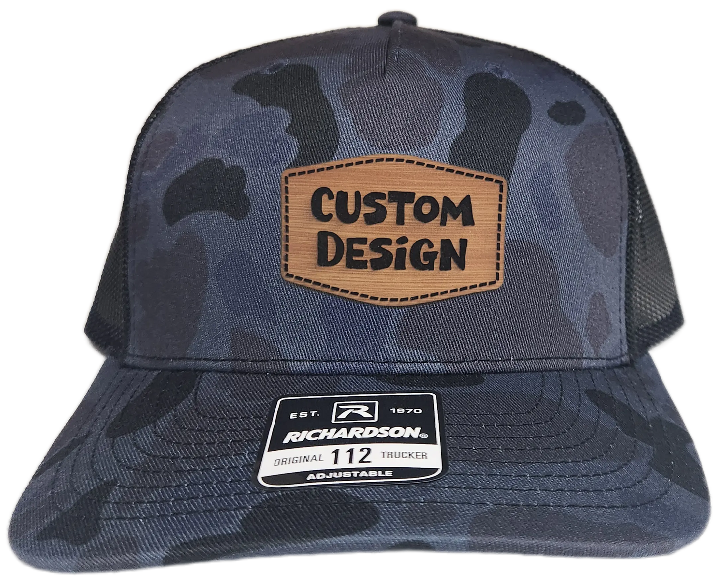 Custom Patch - Richardson 112PFP Printed Five Panel Snapback - ADMIRAL DUCK CAMO/BLACK
