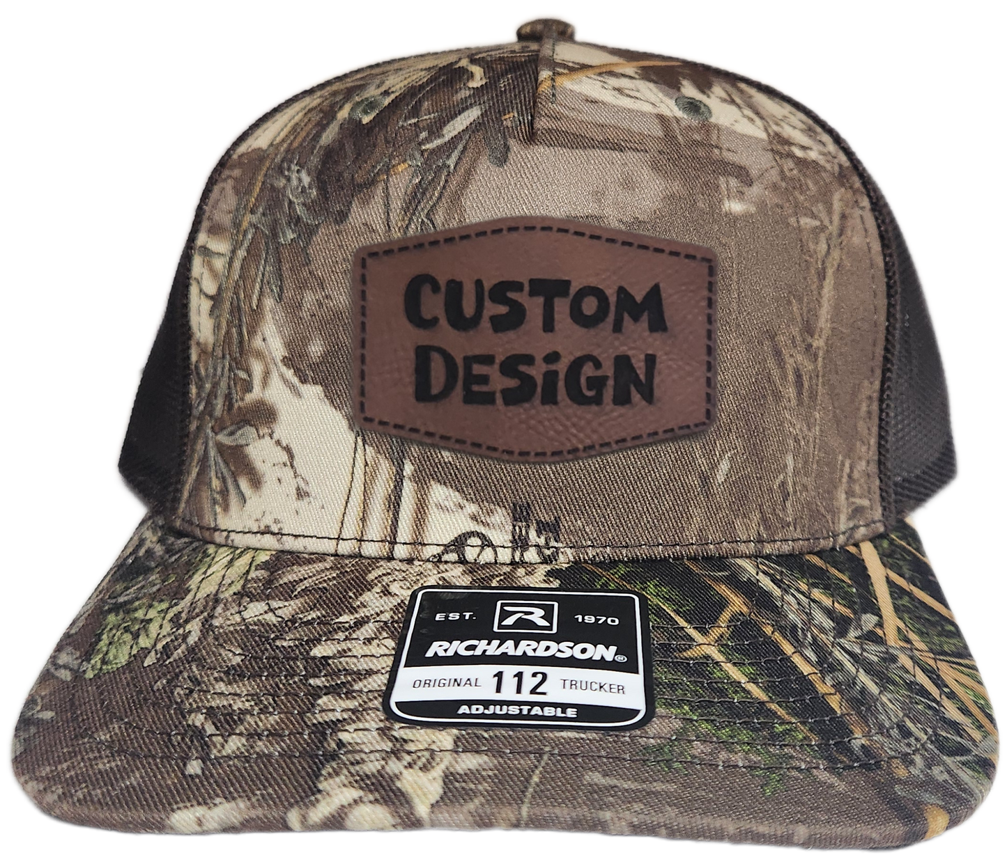 Custom Patch - Richardson 112PFP Printed Five Panel Snapback - REALTREE MAX-1 XT/BROWN