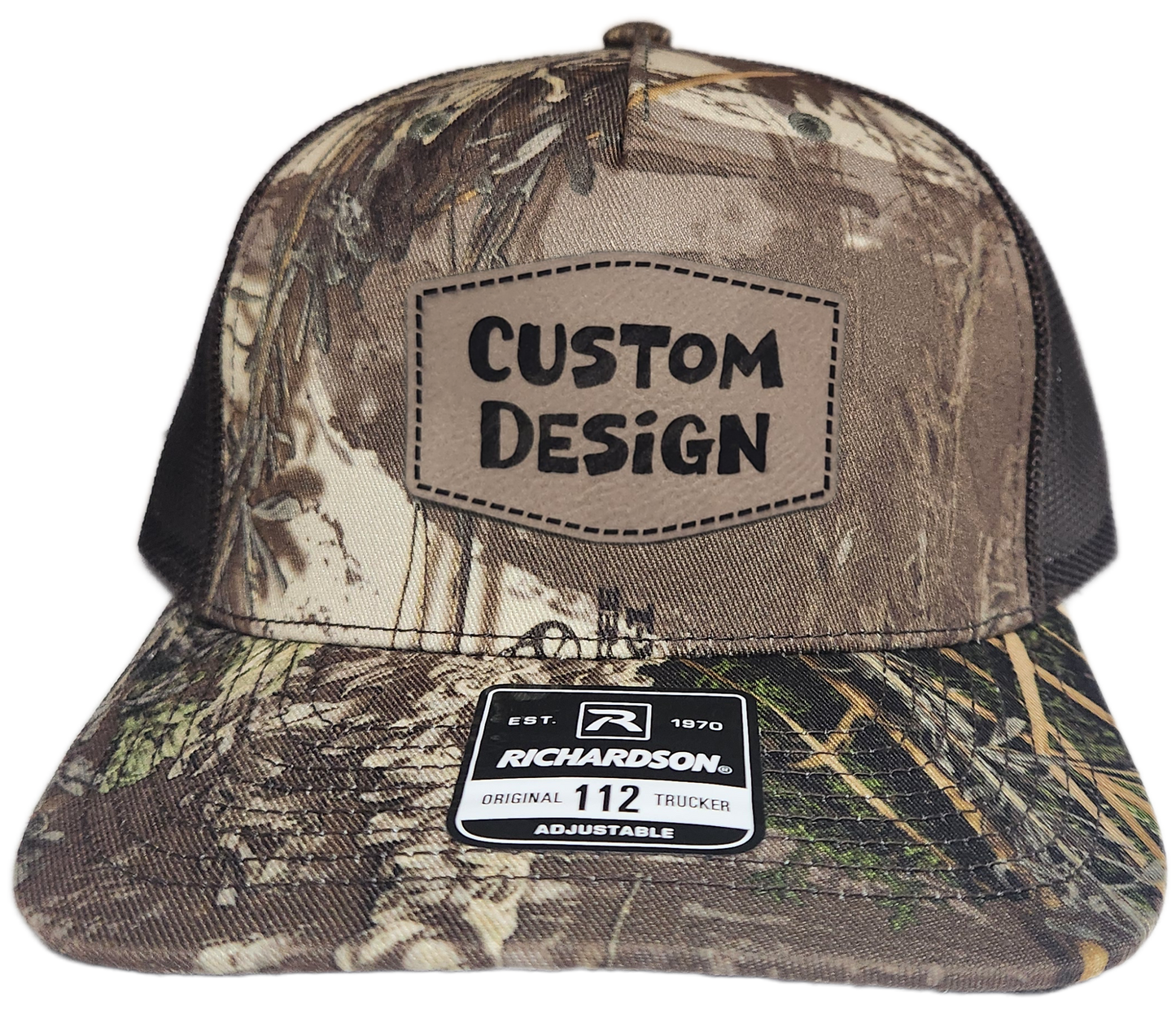 Custom Patch - Richardson 112PFP Printed Five Panel Snapback - REALTREE MAX-1 XT/BROWN