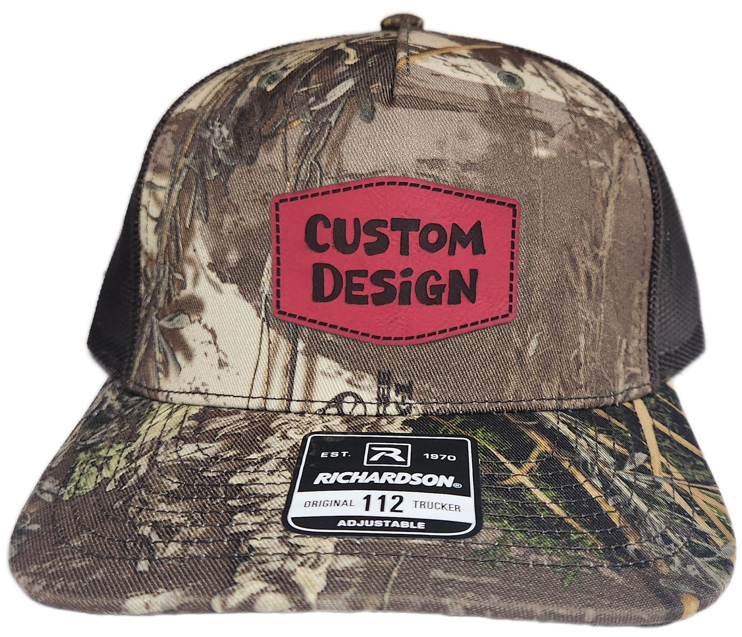 Custom Patch - Richardson 112PFP Printed Five Panel Snapback - REALTREE MAX-1 XT/BROWN