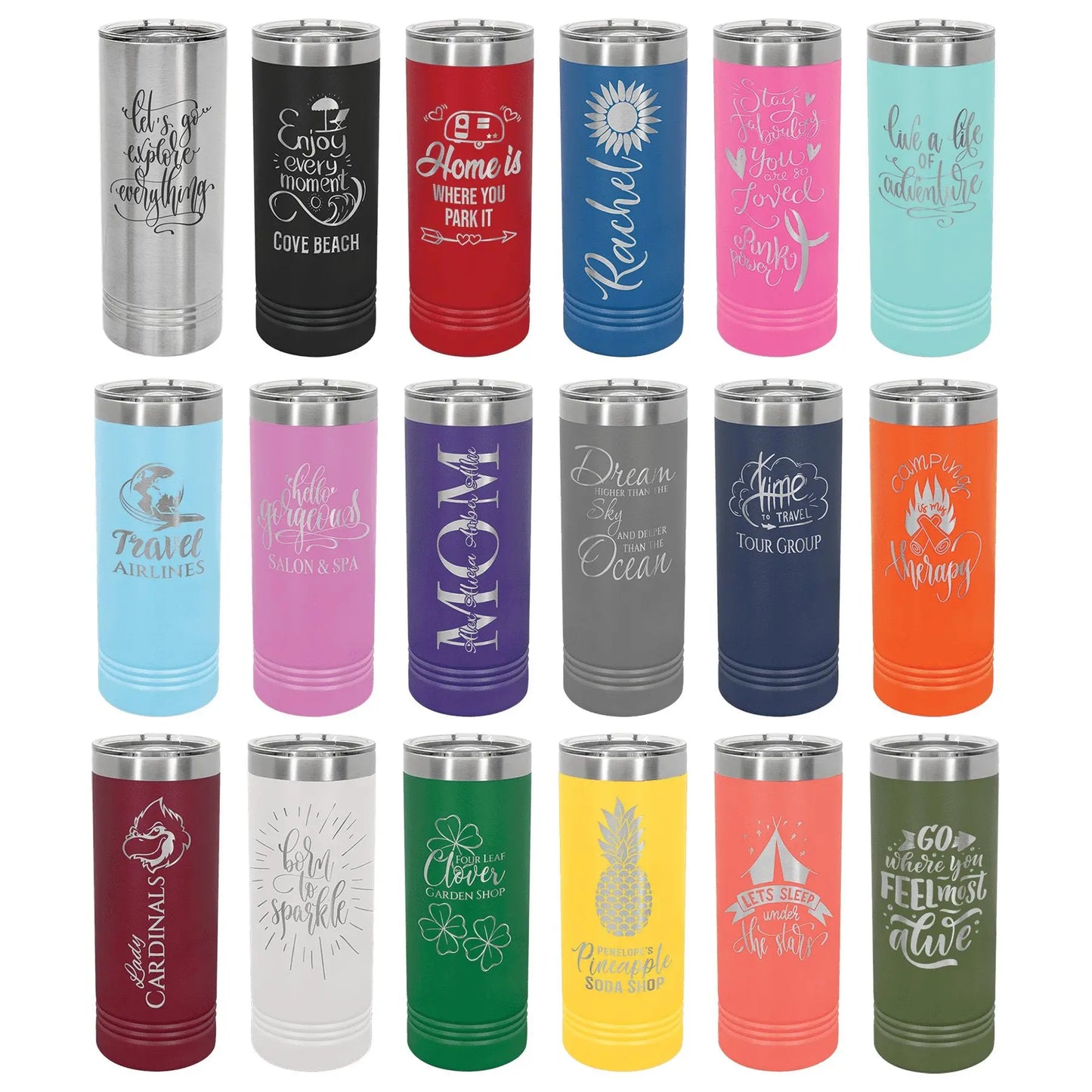 22 oz. Skinny Tumbler with Slider Lid - Custom - Smalltown Connetchin