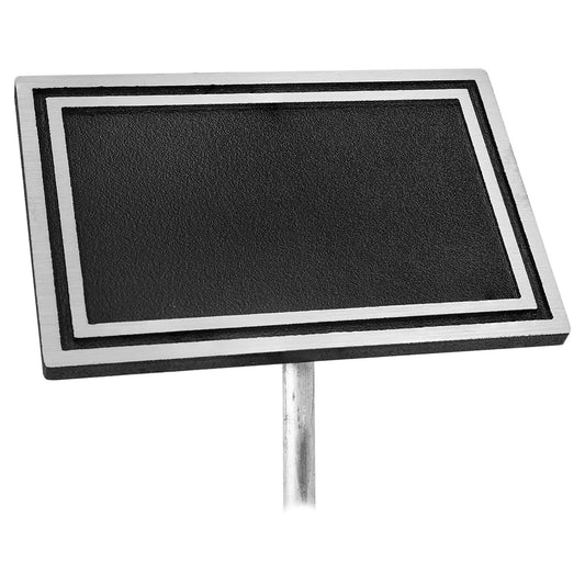 Custom Etched Cast Aluminum Rectangle Sign - Silver / Black - Ground Sign Stake