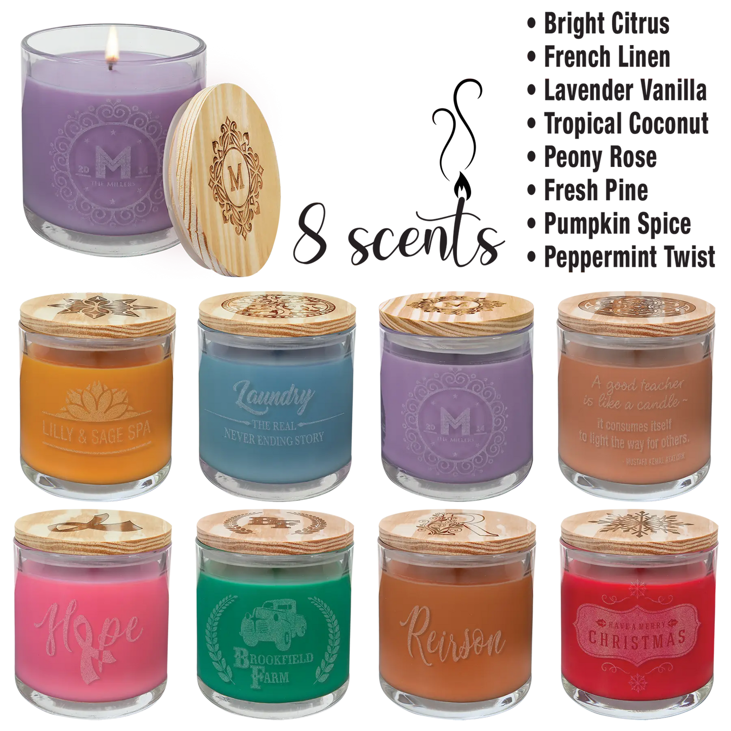 Candle in a Jar with Wood Lid - 14 oz. - Custom JDS Industries