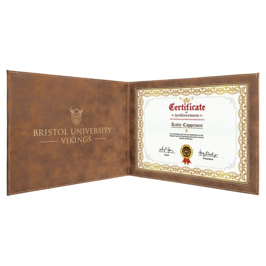 9" x 12" Leatherette Certificate Holder for 8 1/2" x 11 - Custom JDS