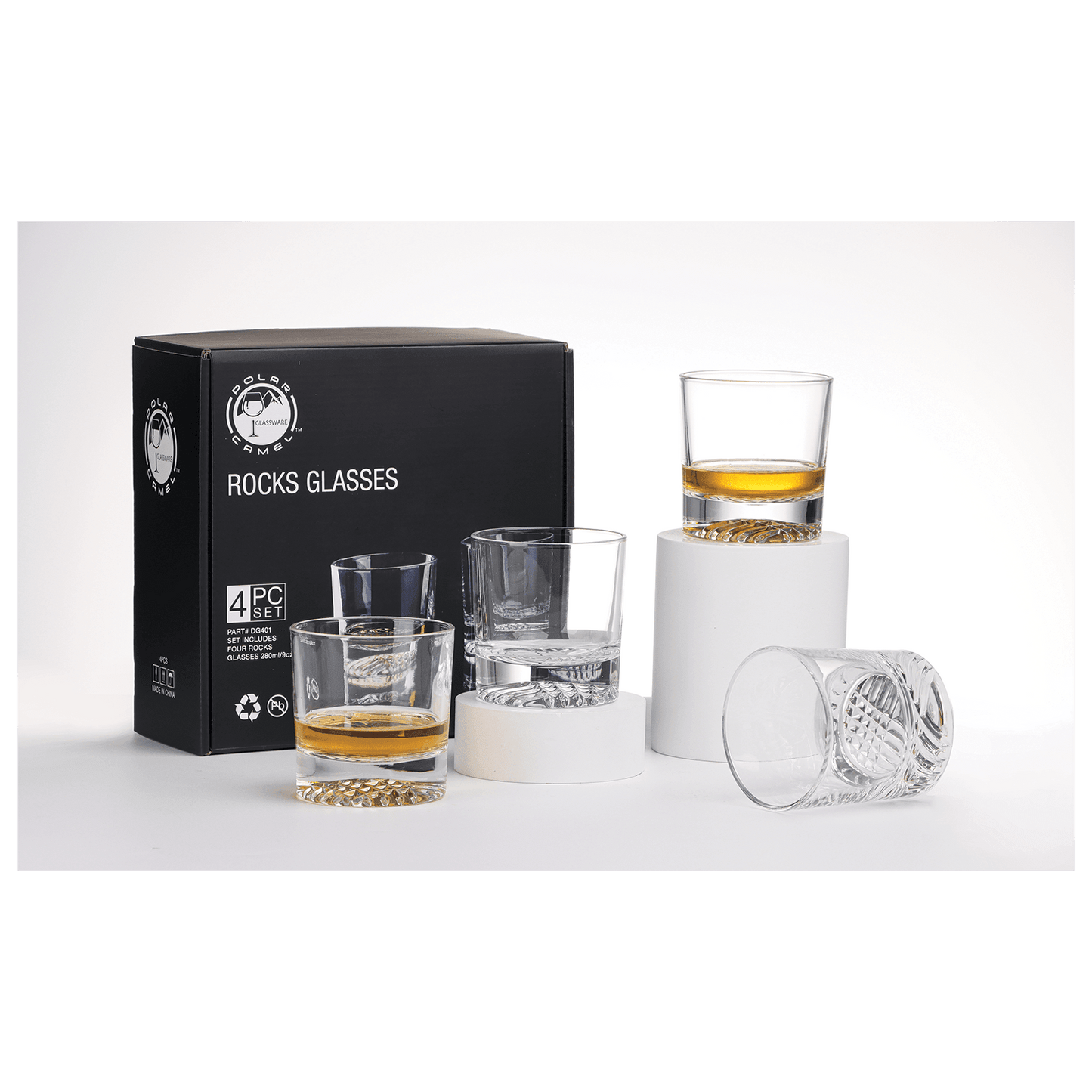 Round Glass Decanter and Rocks Glasses