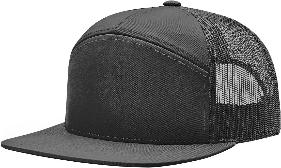 Richardson 168 7 Panel Trucker Cap - BLACK (SOLID) Smalltown Connetchin