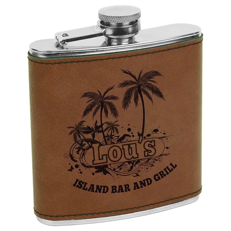 Leatherette Stainless Steel Flask 6 oz. - Custom JDS