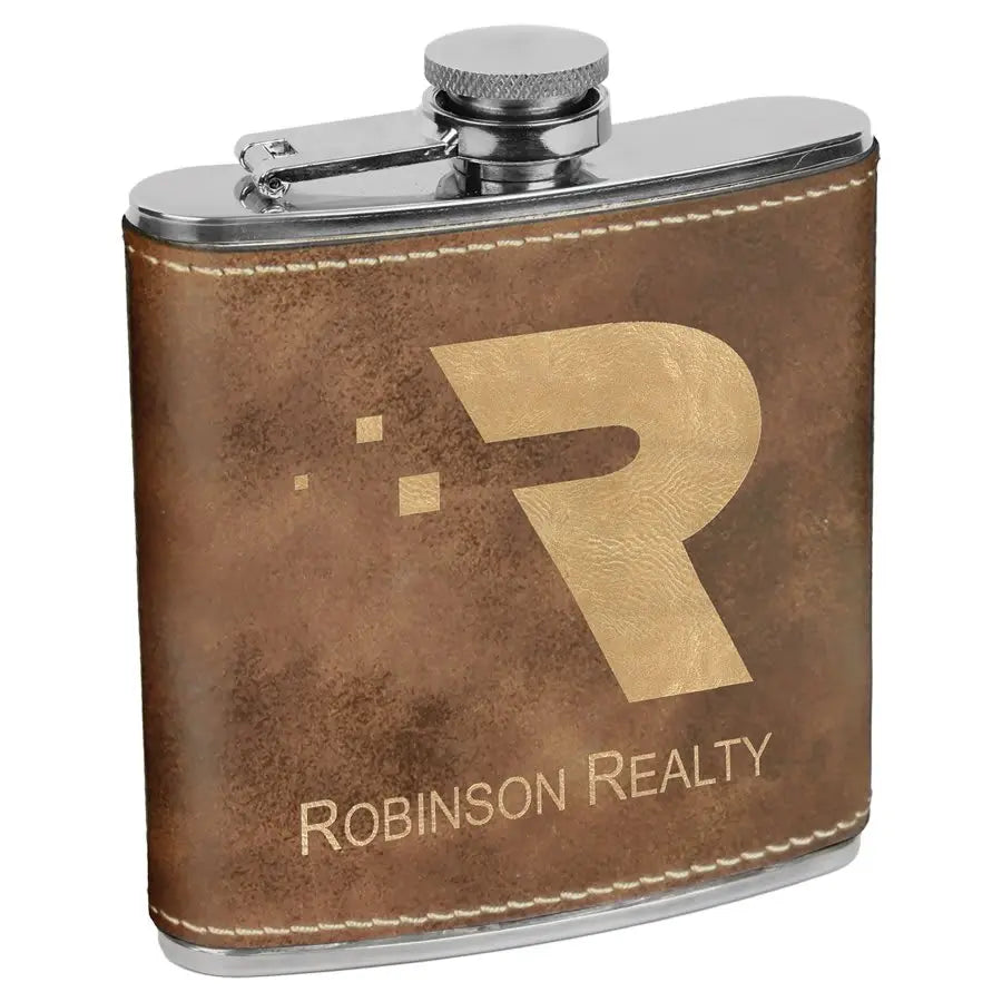 Leatherette Stainless Steel Flask 6 oz. - Custom JDS