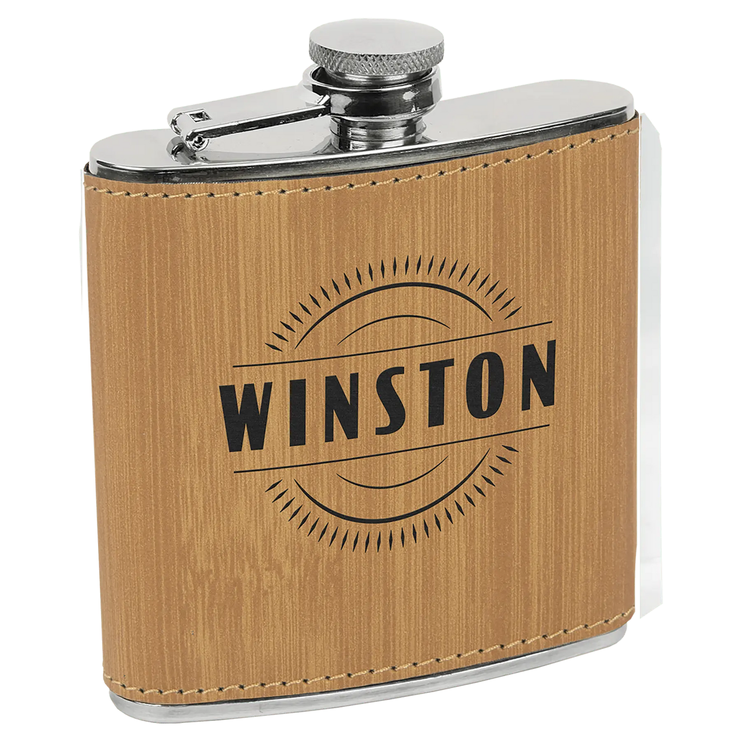 Leatherette Stainless Steel Flask 6 oz. - Custom JDS