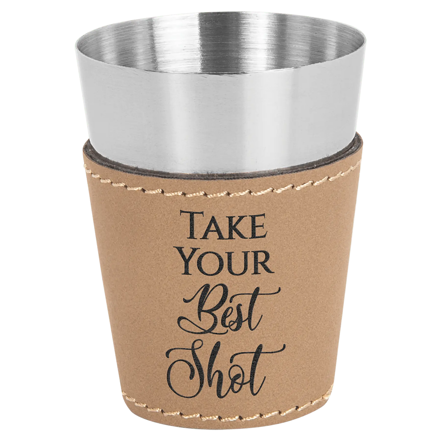 2 oz. Leatherette & Stainless-Steel Shot Glass - Custom JDS