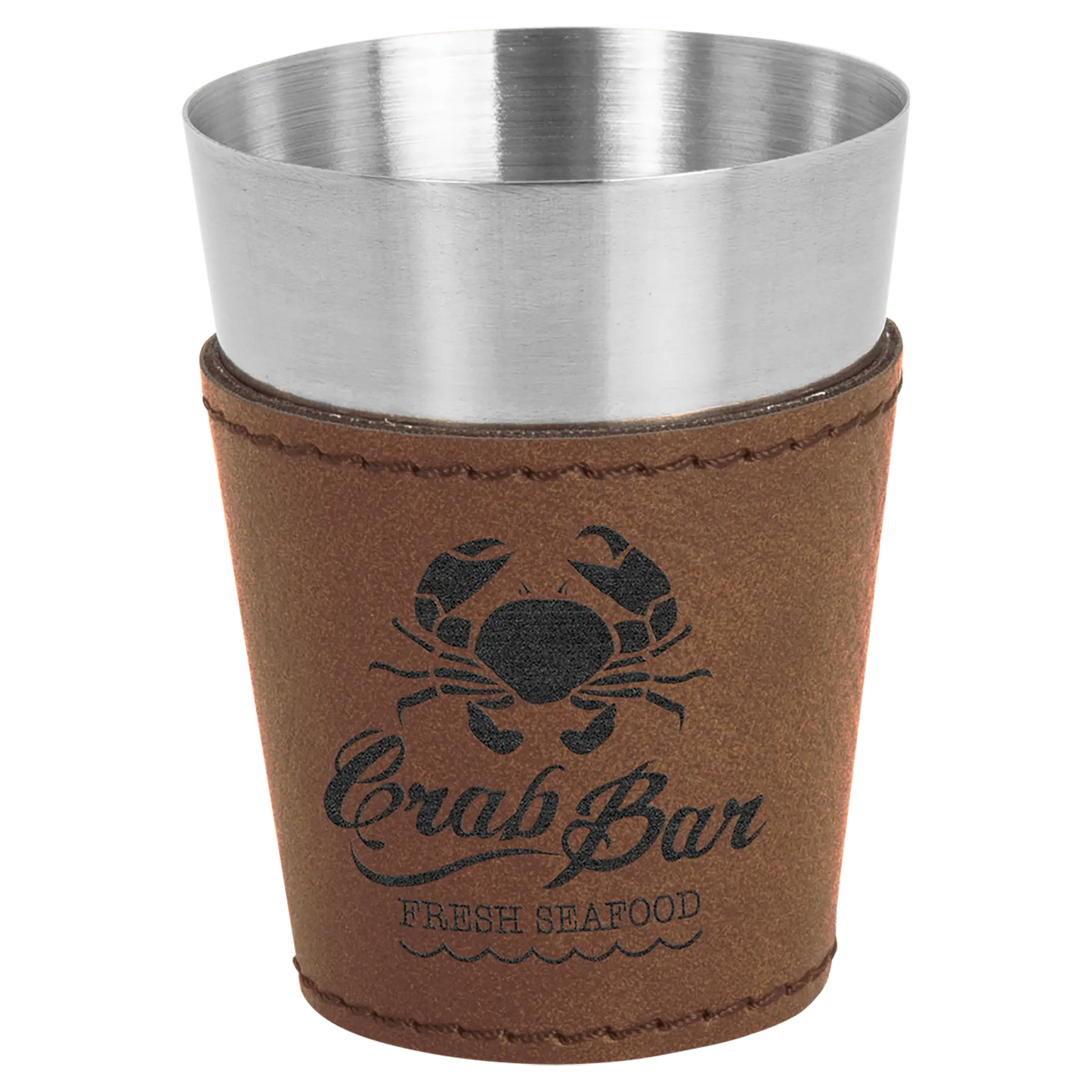2 oz. Leatherette & Stainless-Steel Shot Glass - Custom JDS