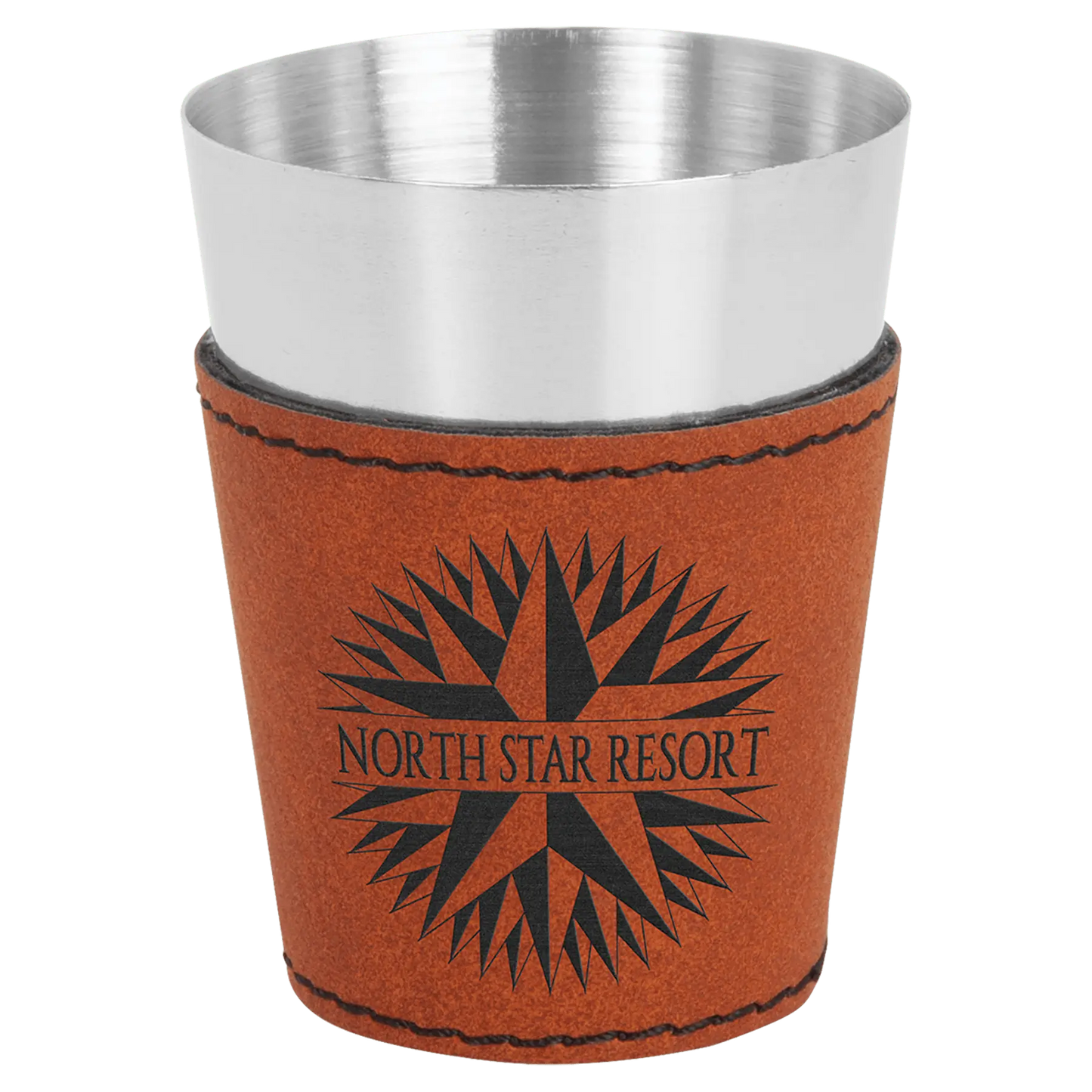 2 oz. Leatherette & Stainless-Steel Shot Glass - Custom JDS