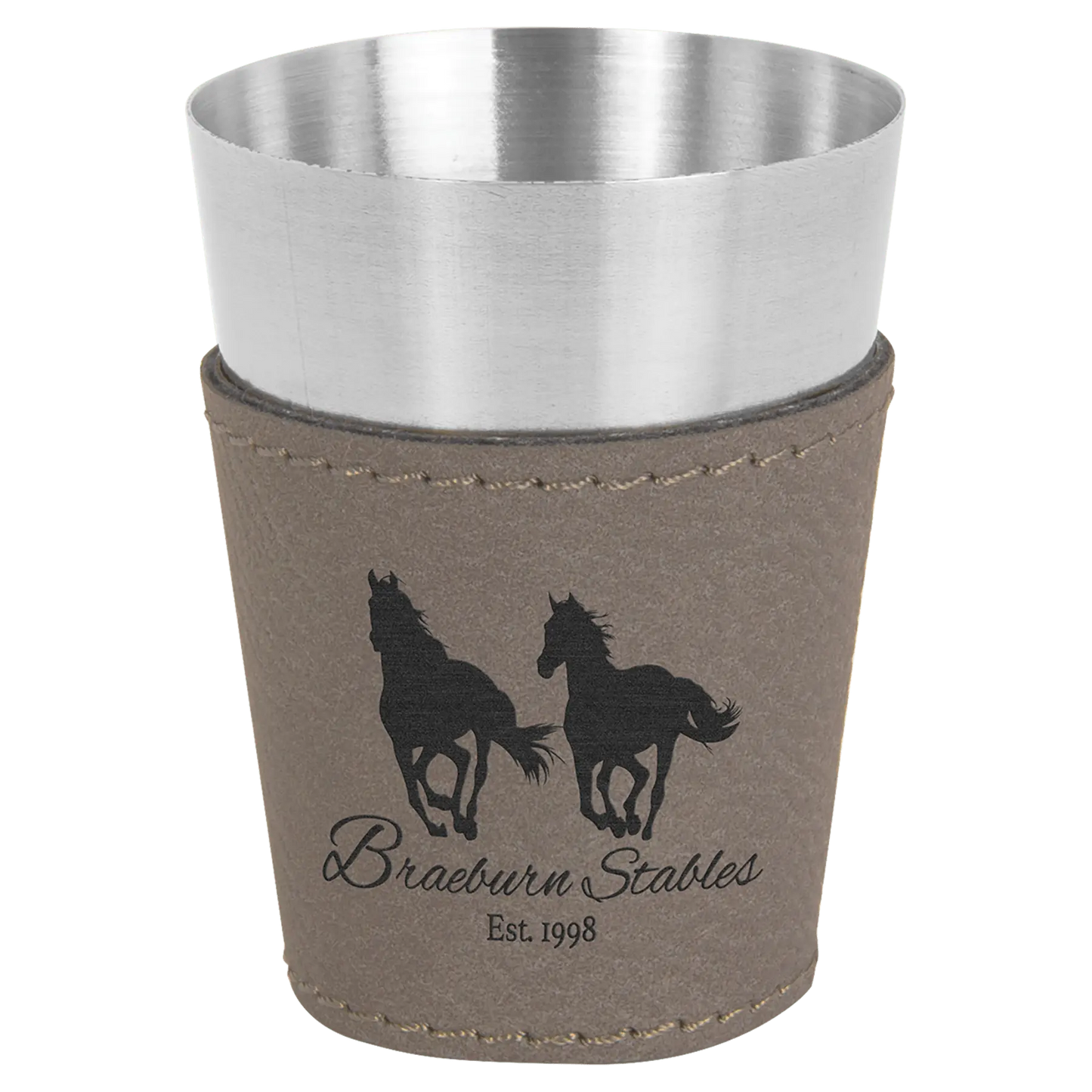 2 oz. Leatherette & Stainless-Steel Shot Glass - Custom JDS
