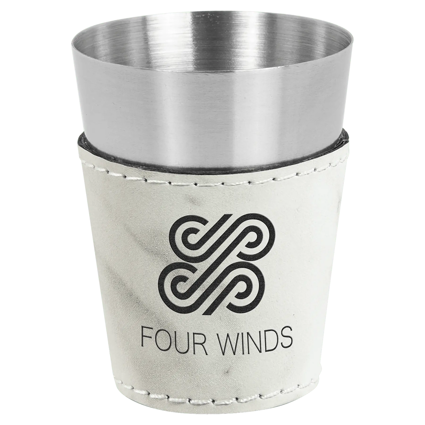 2 oz. Leatherette & Stainless-Steel Shot Glass - Custom JDS