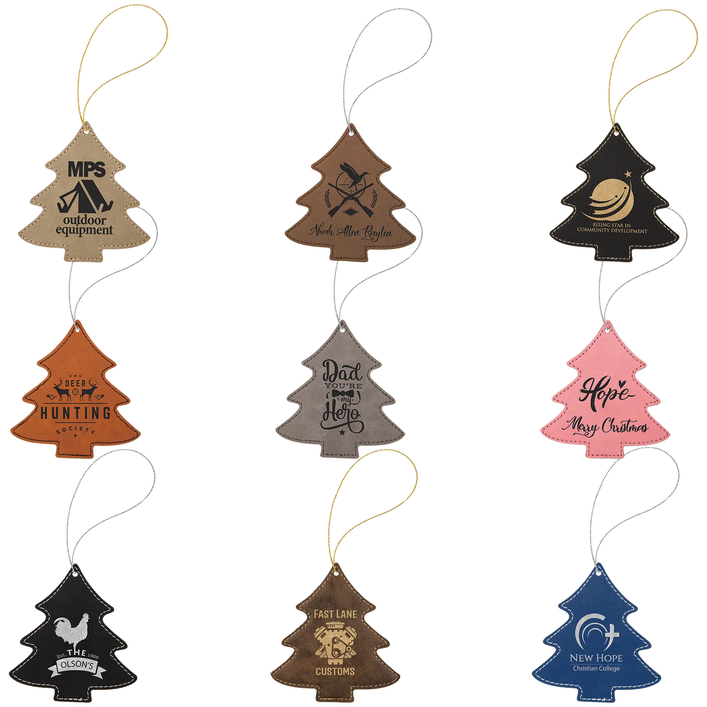 Leatherette Ornament with String - Custom JDS