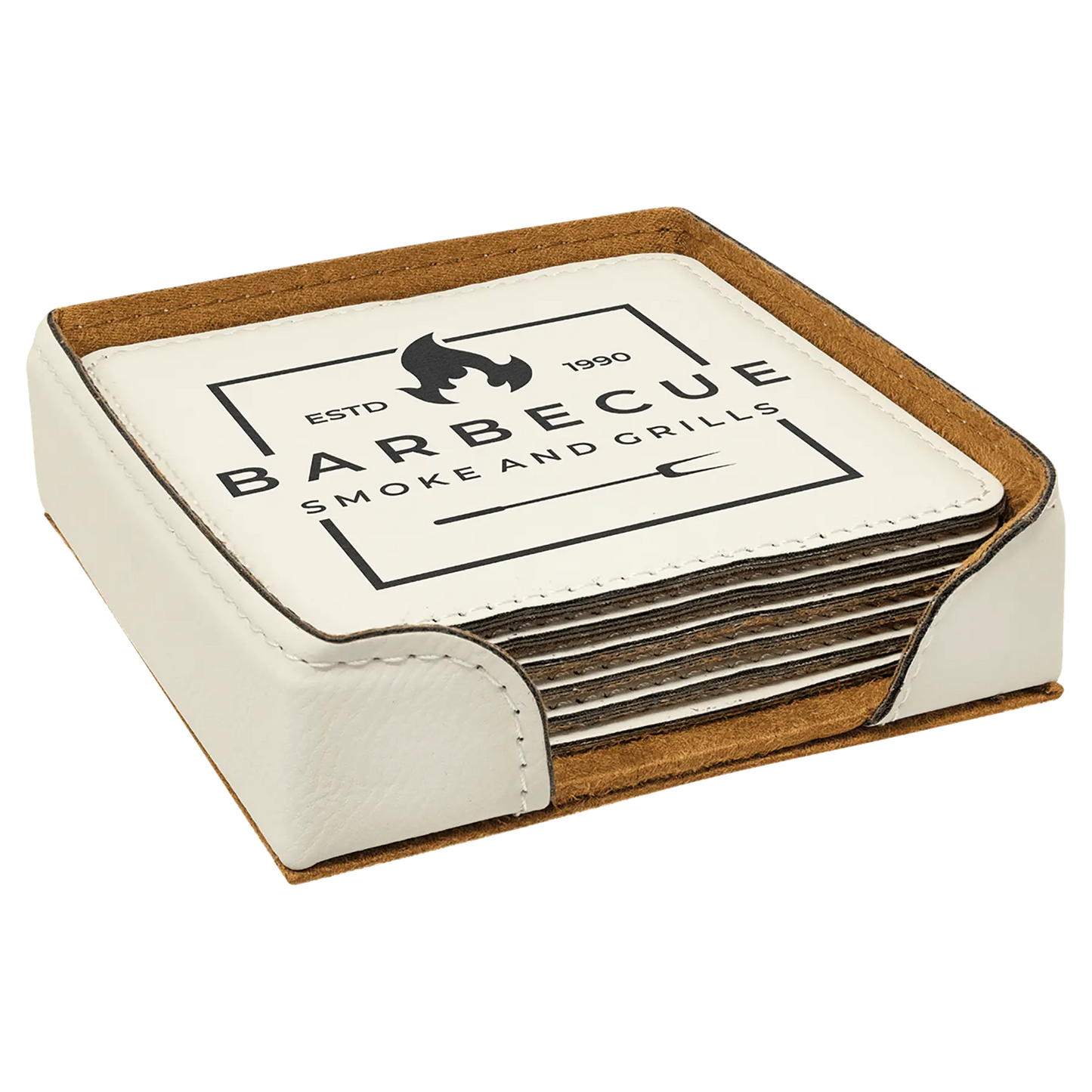Leatherette 6-Coaster Set - 4" - Square or Round JDS