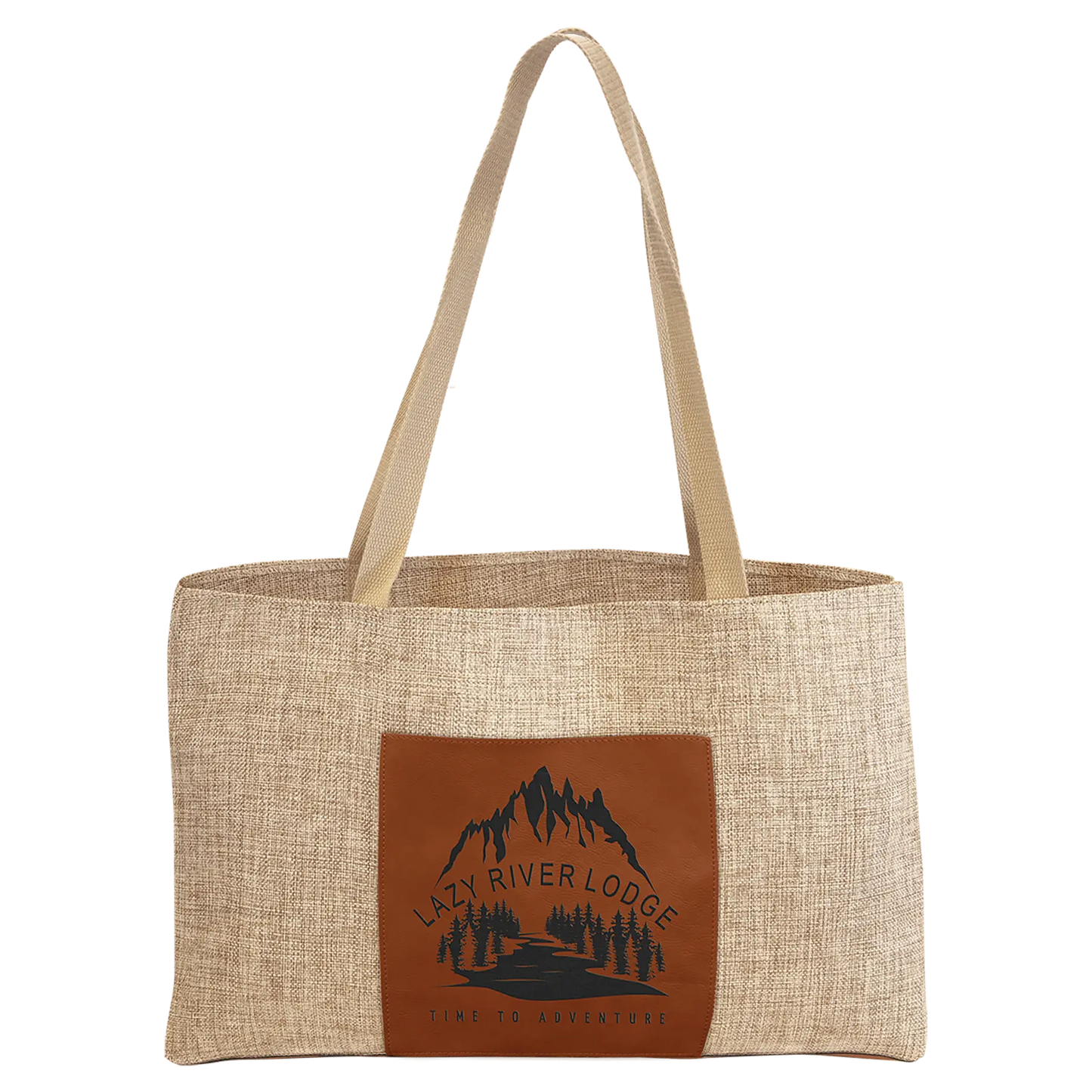 Burlap Bag with 5"-inch Customizable Leatherette Gusset JDS