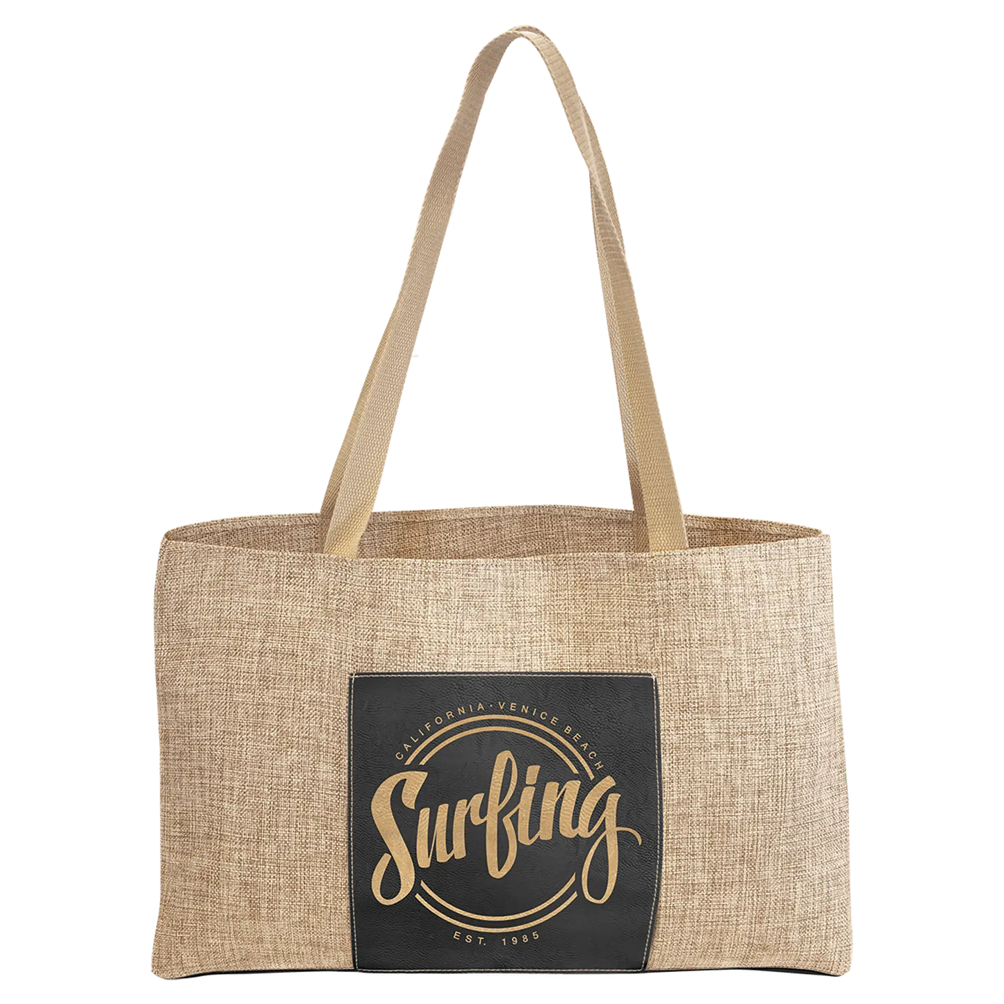 Burlap Bag with 5"-inch Customizable Leatherette Gusset JDS