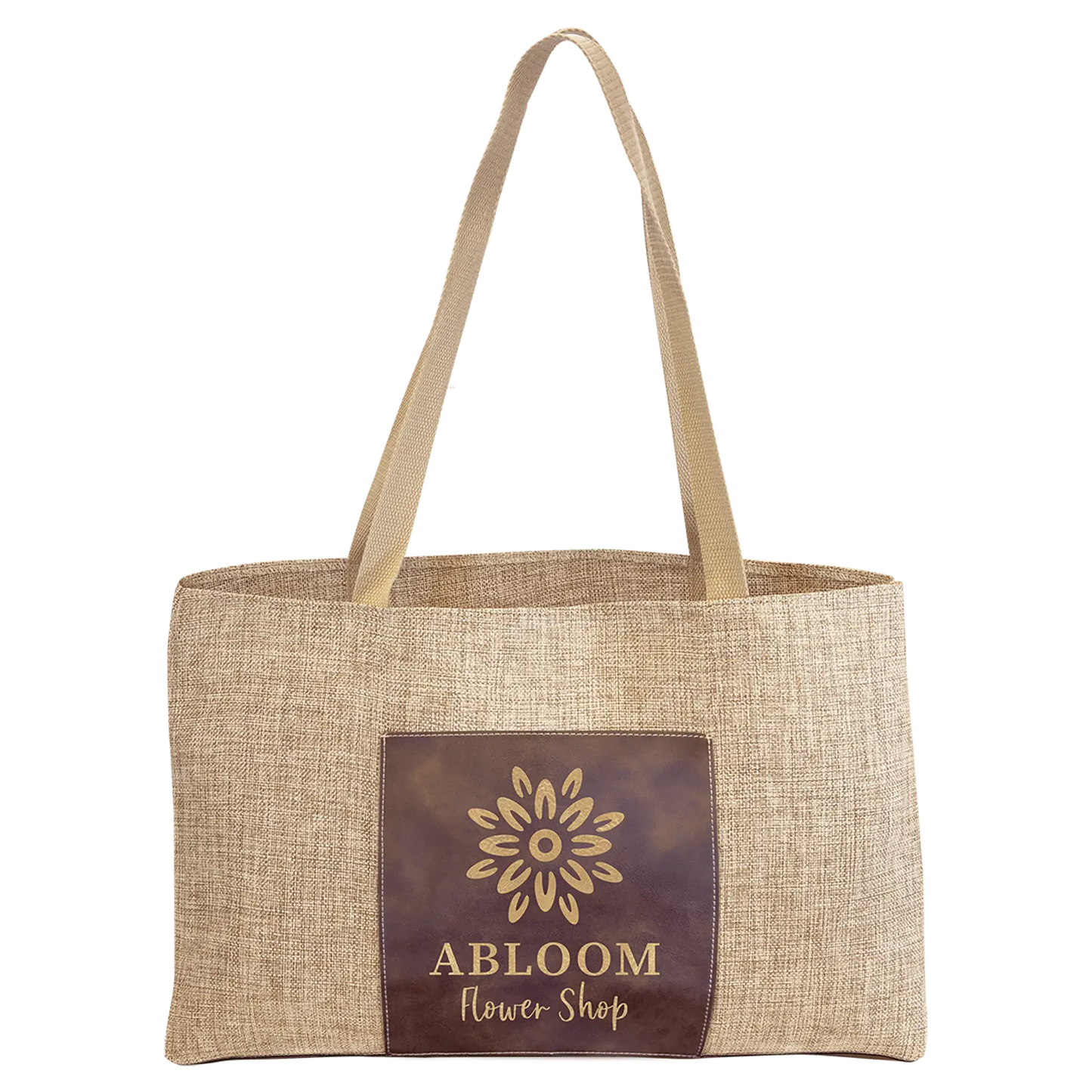 Burlap Bag with 5"-inch Customizable Leatherette Gusset JDS