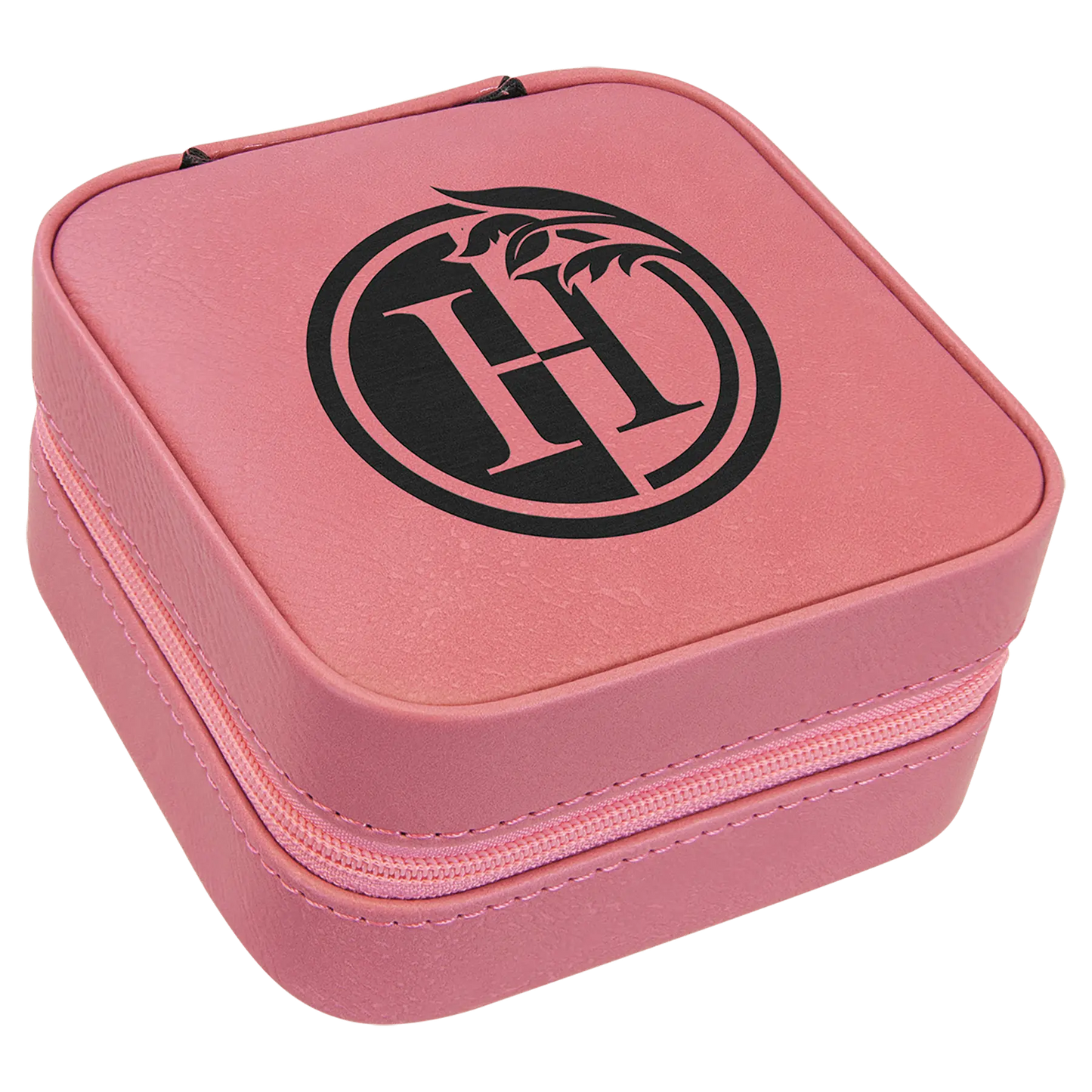 Leatherette Travel Jewelry Box with Tan Lining - 4" X 4" - Custom JDS